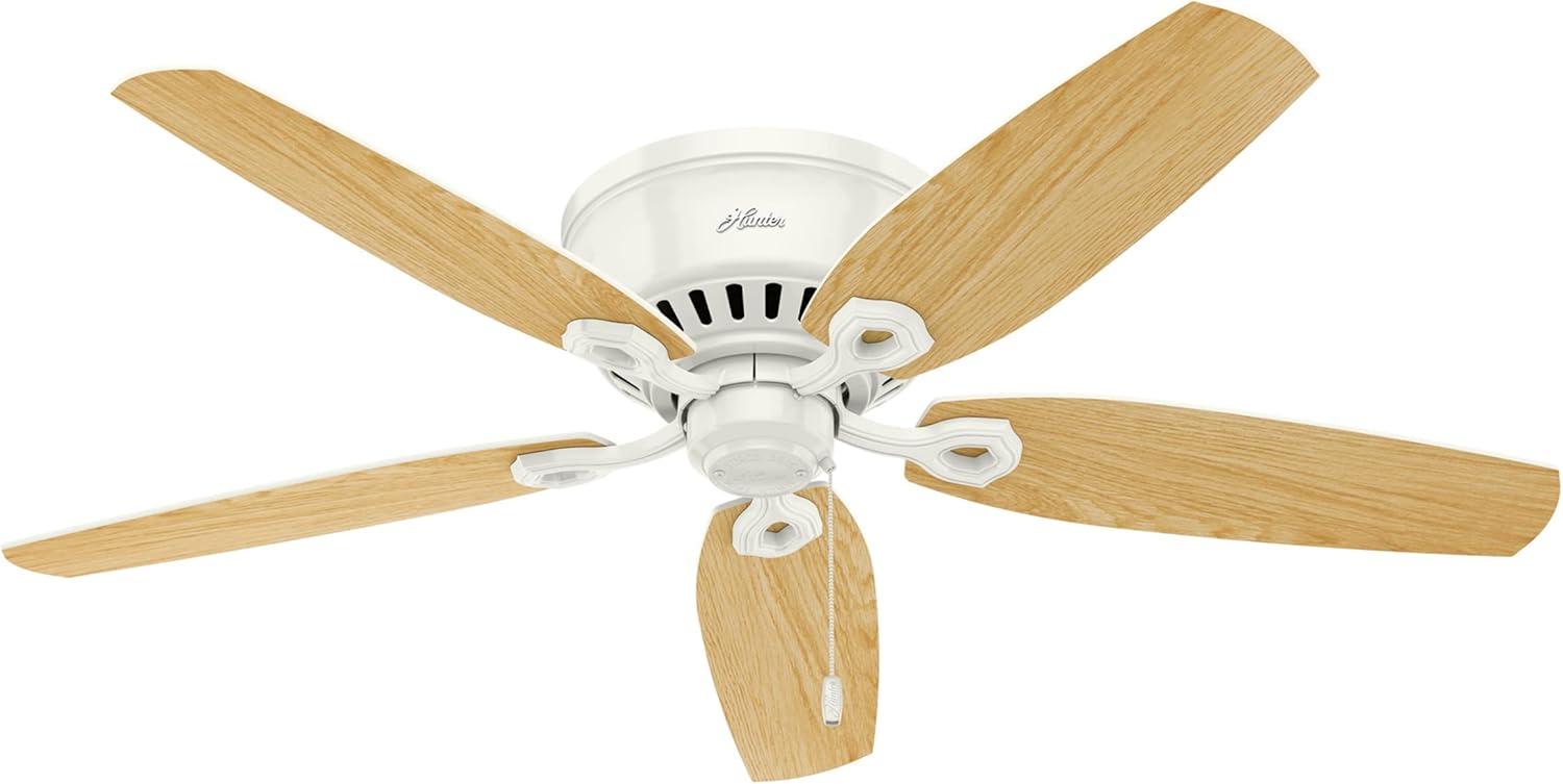 Builder Low Profile 52" 5 - Blade Flush Mount Ceiling Fan with Lights and Pull Chains