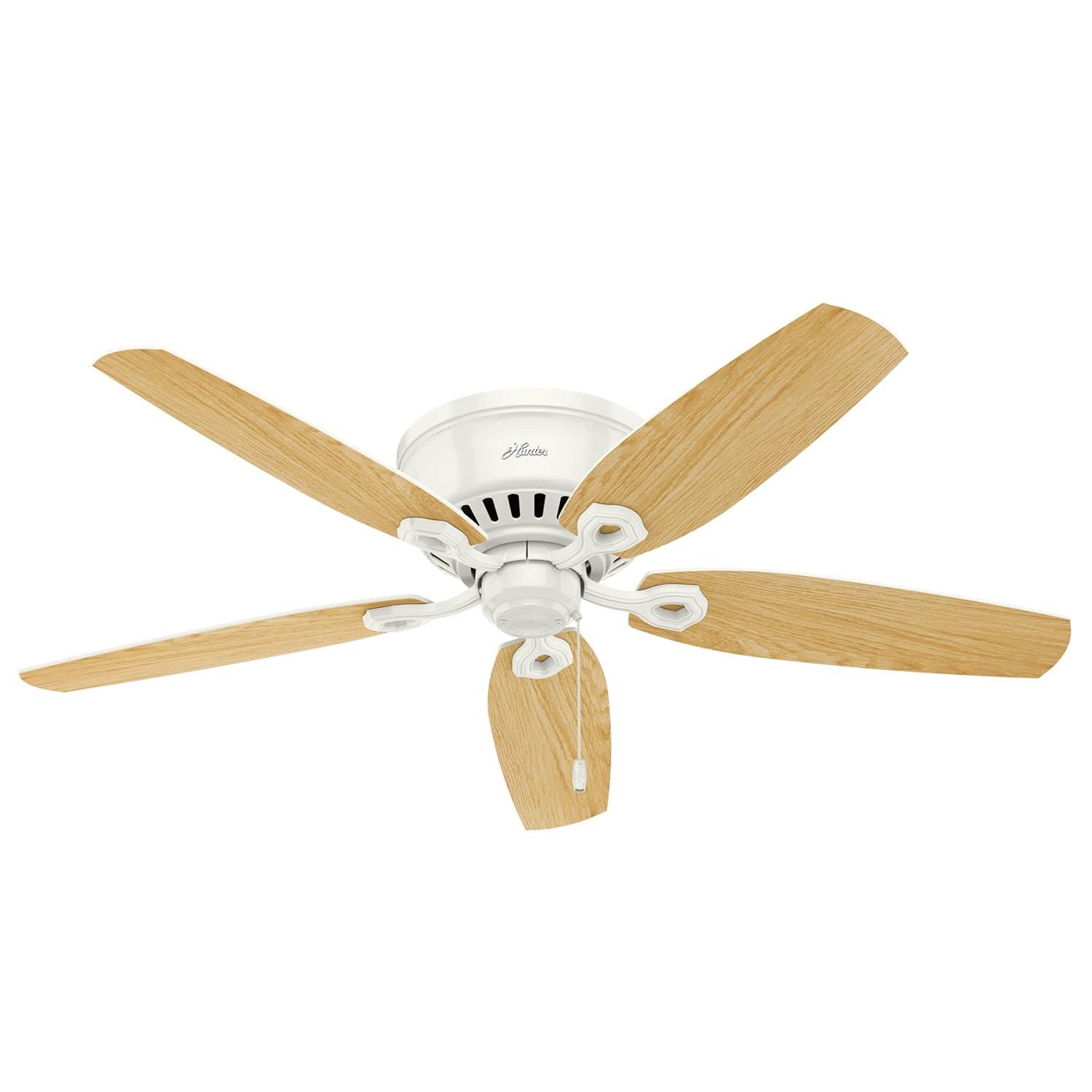 Hunter Fan Builder Low Profile 52" 5 - Blade Flush Mount Ceiling Fan with Lights and Pull Chains