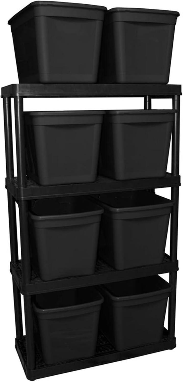 Gracious Living 4 Shelf Fixed Height Ventilated Medium Duty Shelving Unit Organizer System for Home, Garage, Basement, Laundry