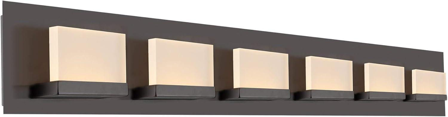 Everett Modern Bronze 48" LED Bathroom Wall Light with Frosted Acrylic Shade