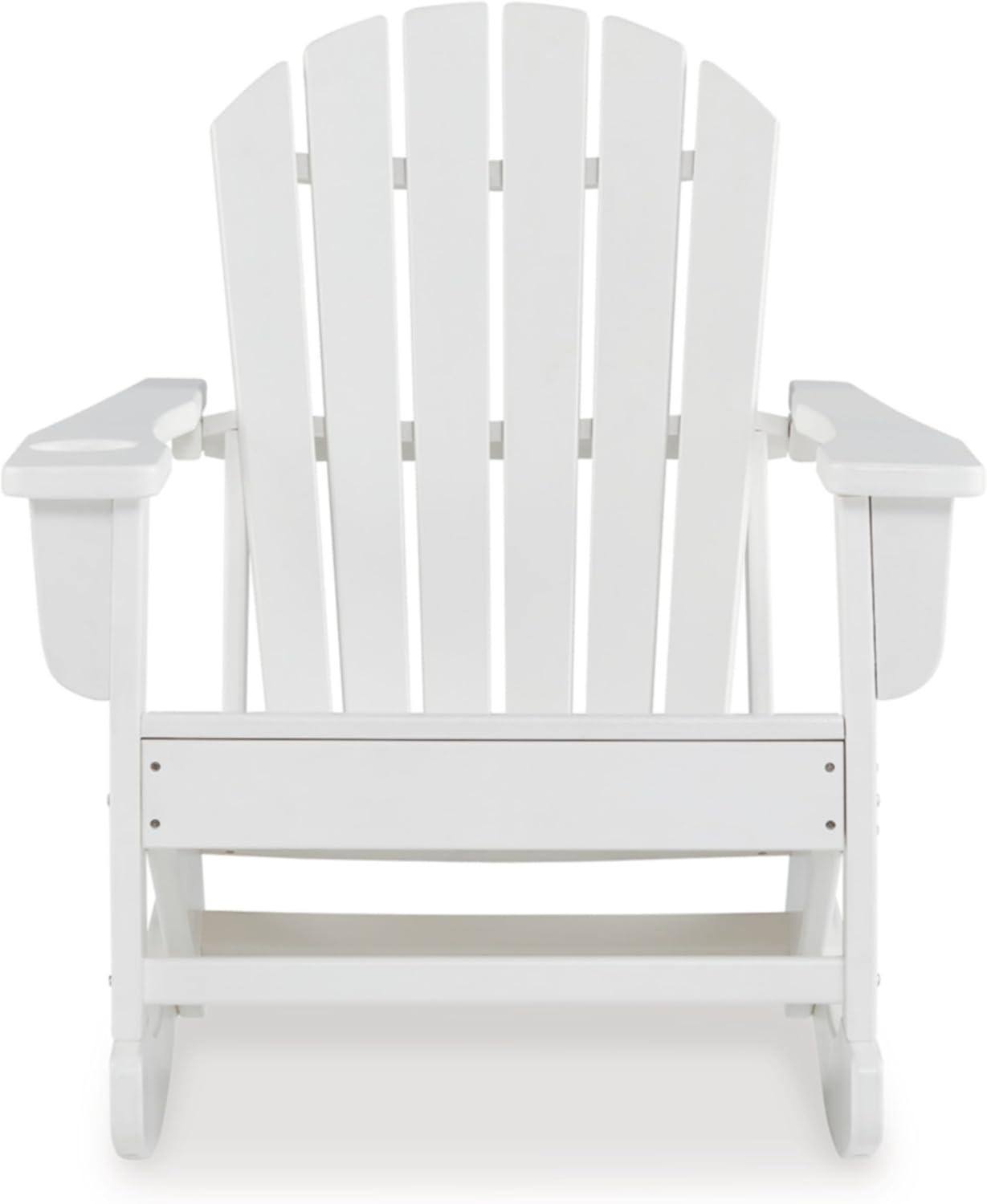 Signature Design by Ashley Sundown Treasure Outdoor Patio HDPE Weather Resistant Adirondack Rocking Chair, White