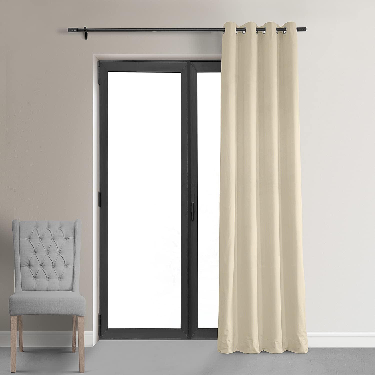 Luxurious Gray Velvet Blackout Indoor Window Curtain 50" x 120"