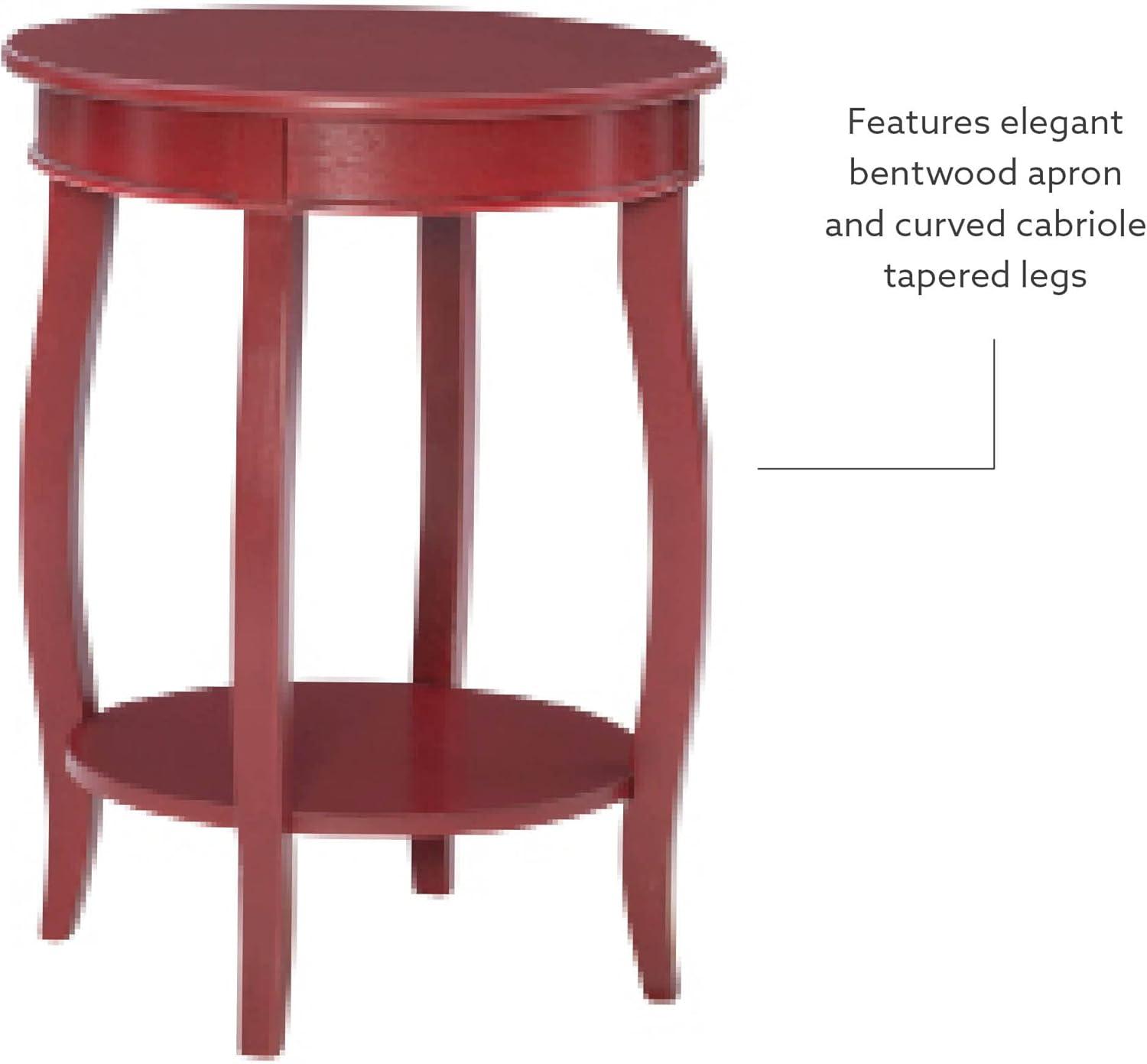 Round Accent Side Table with Shelf, Red