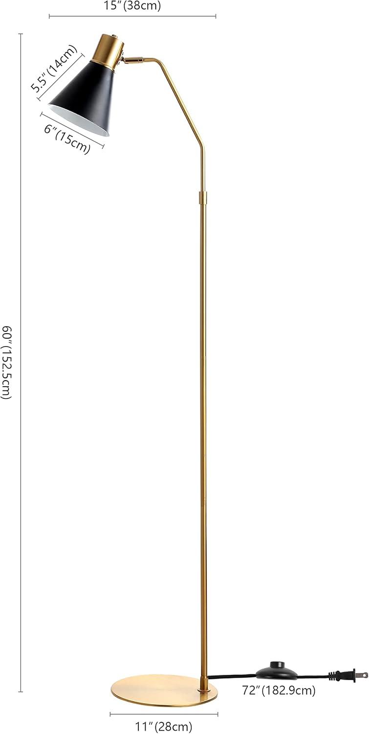 SAFAVIEH Grania Modern Glam 60 in. H Floor Lamp, Black/Brass Gold