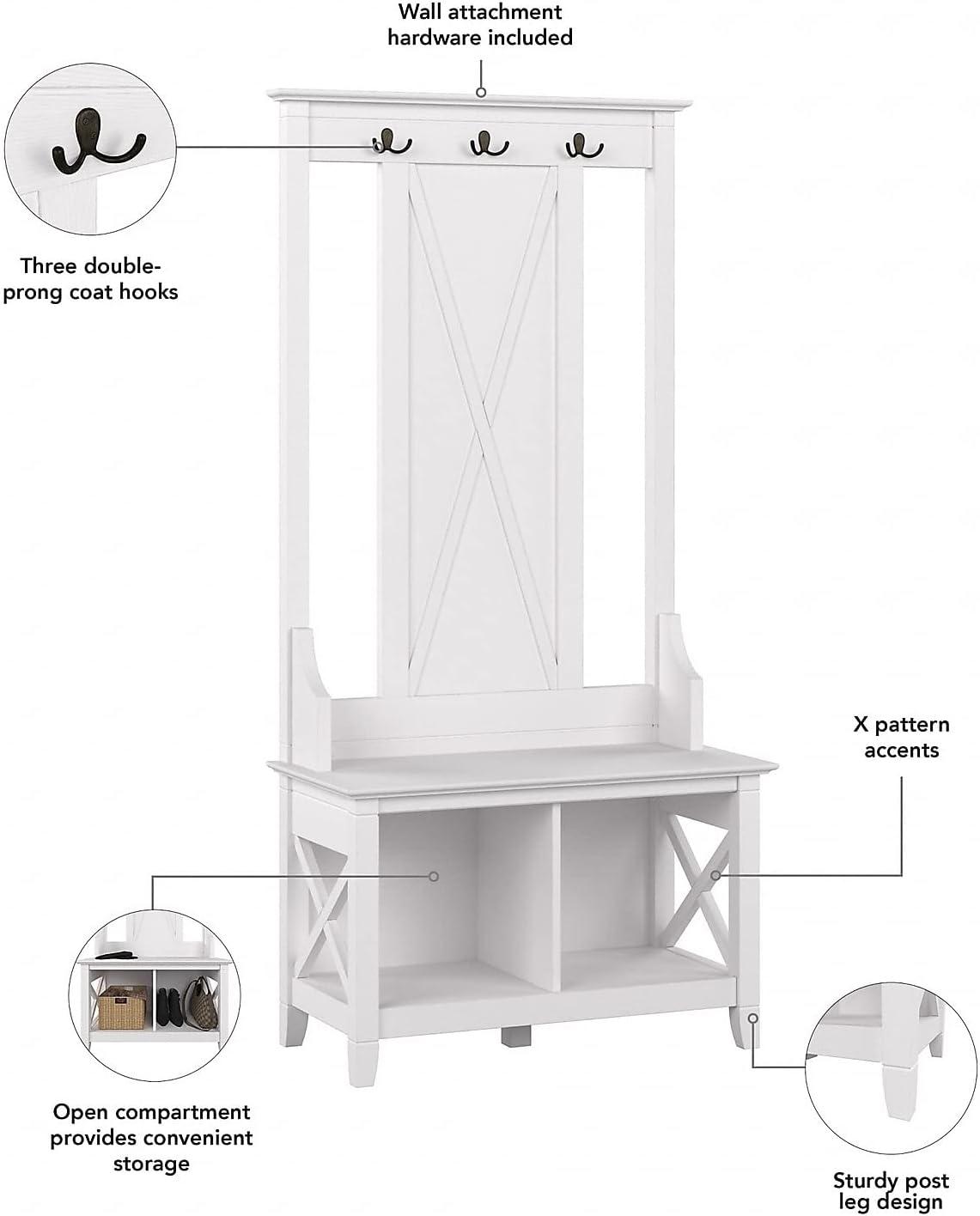 Key West Hall Tree with Shoe Storage Bench in Pure White Oak - Engineered Wood