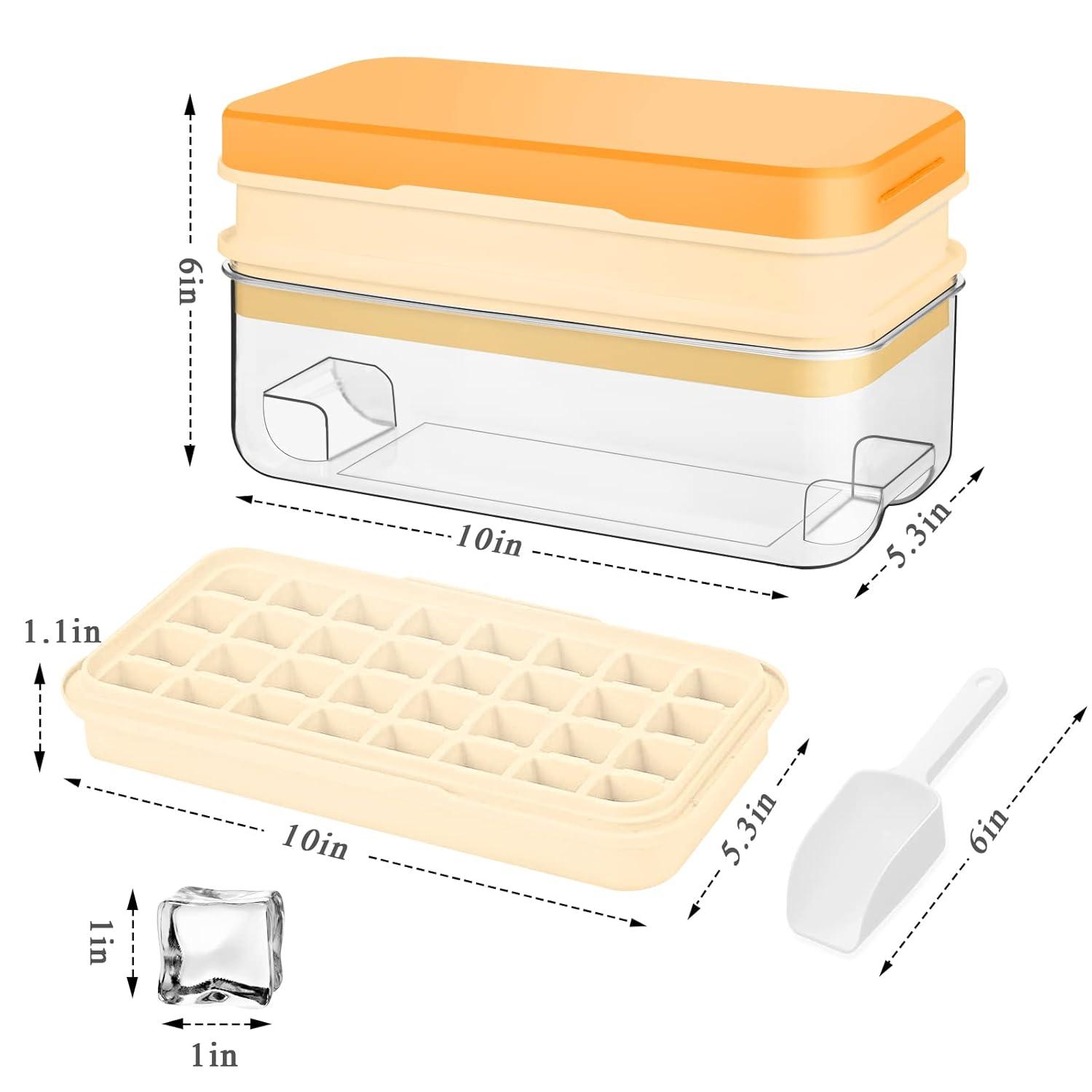 Ice Cube Tray with Lid and Bin, 64 pcs Ice Tray Kit with Ice Scoop, Ice Cube Pop Out Tray, Ice Cube Trays for Freezer, Ice Cube Molds, BPA Free, Easy Release Stackble Spill-Resistant (Green)