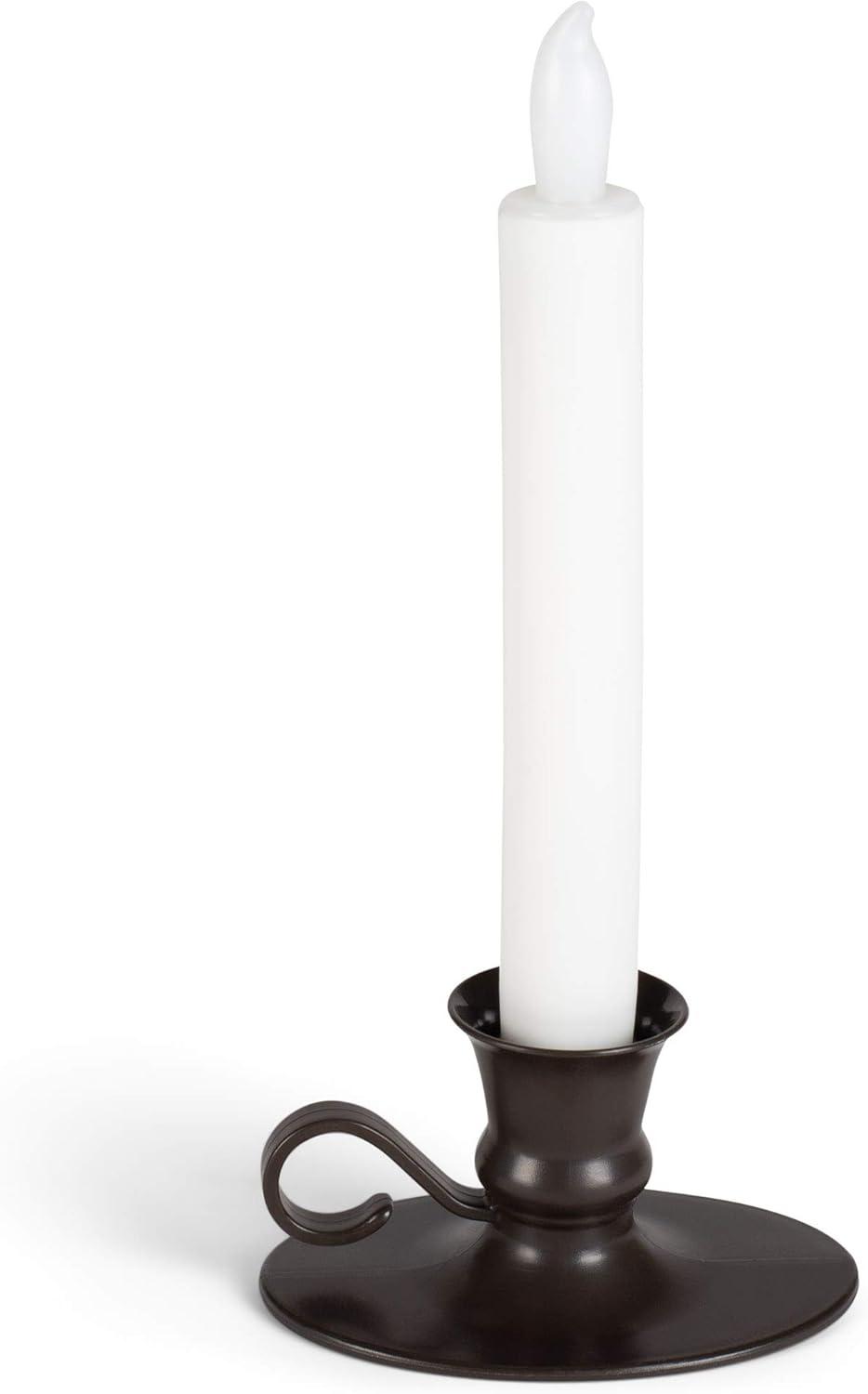 Antique Bronze LED Flameless Taper Candles with Timer, Set of 2