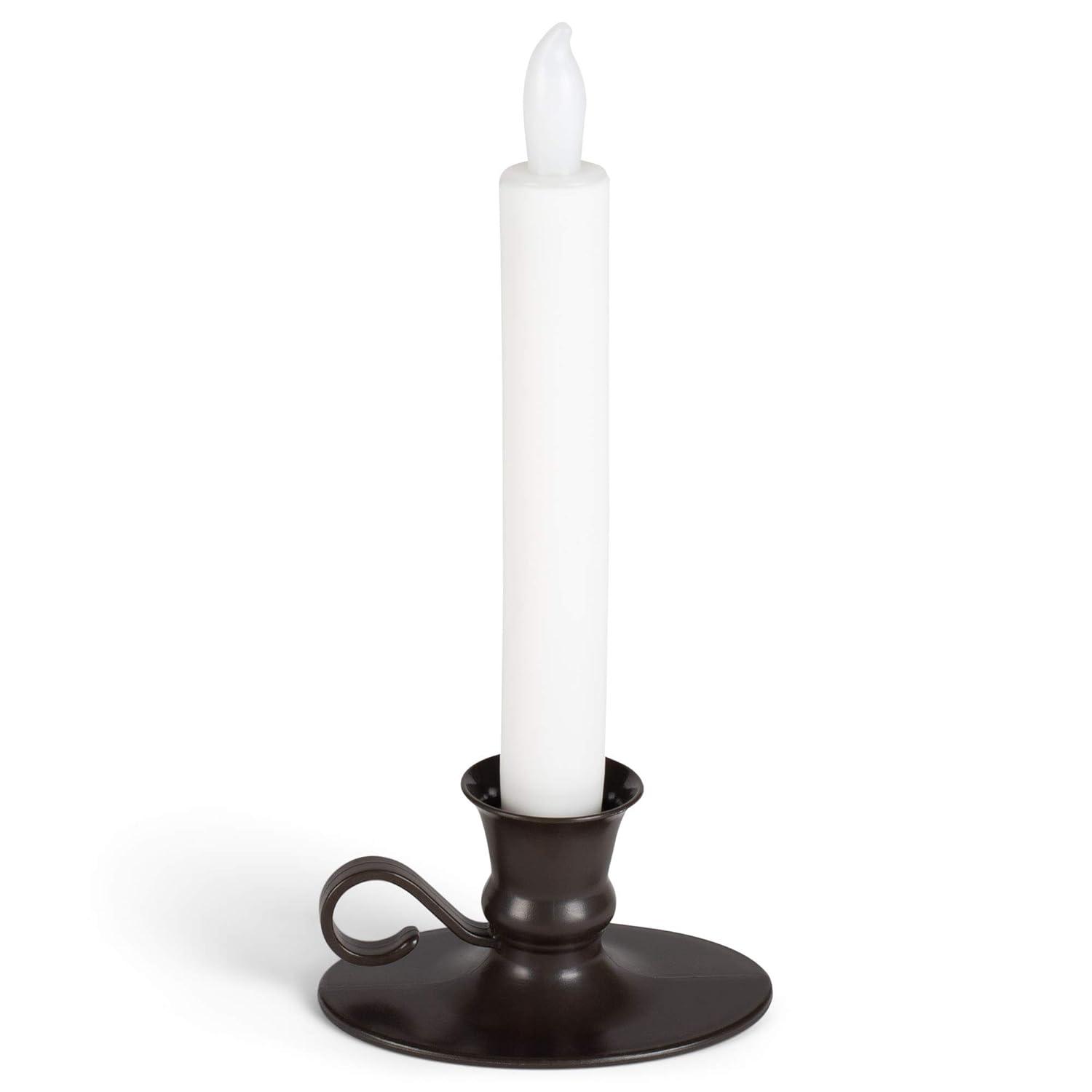 Antique Bronze LED Flameless Taper Candles with Timer, Set of 2