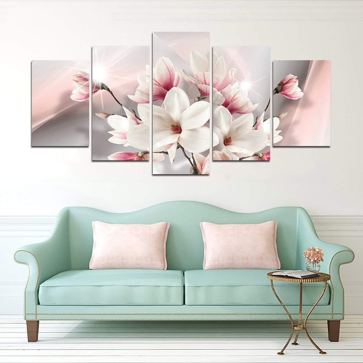 Blush Pink Floral Canvas Wall Art with Wood Frame