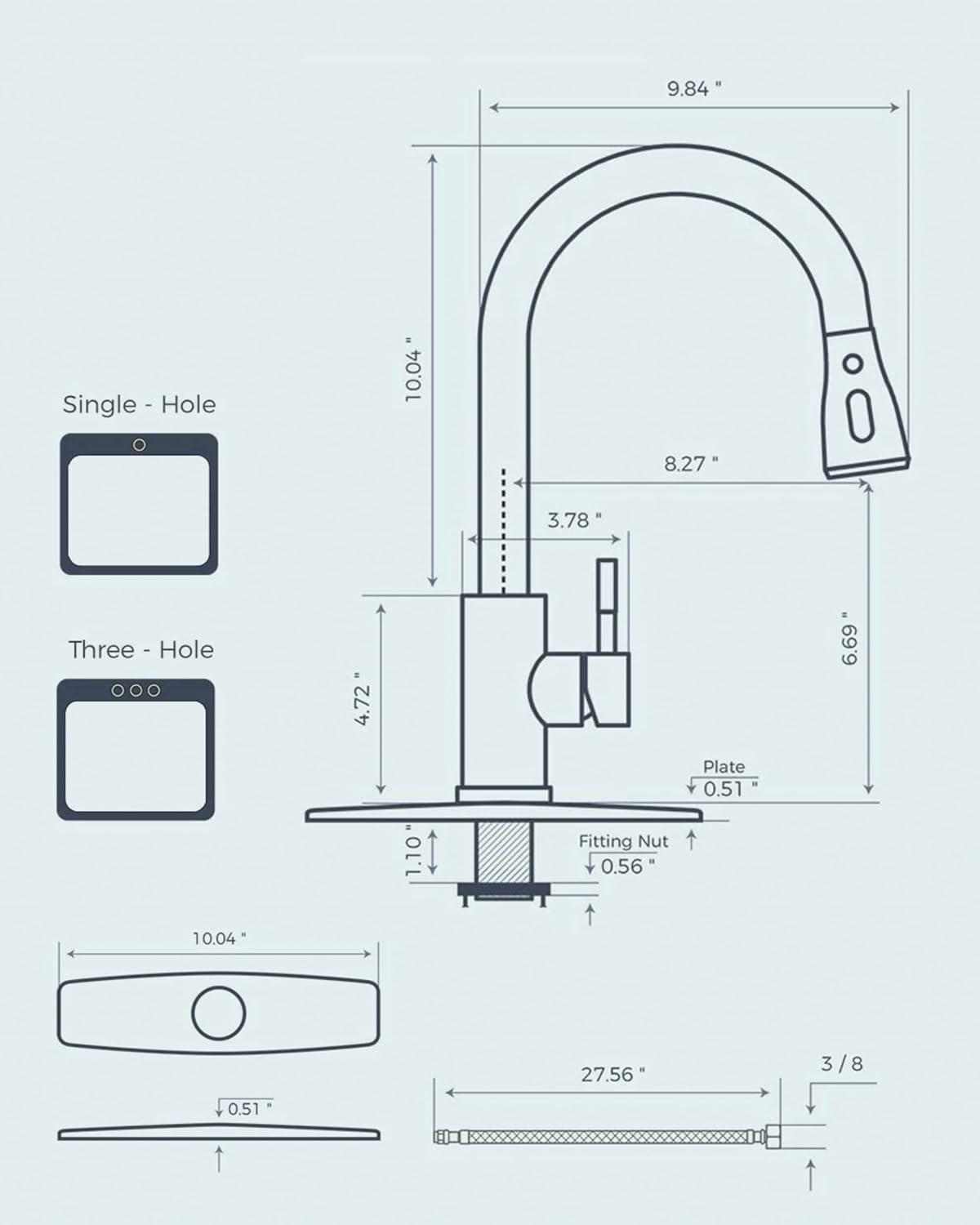 Brushed Nickel Stainless Steel Kitchen Faucet with Pull-Out Spray