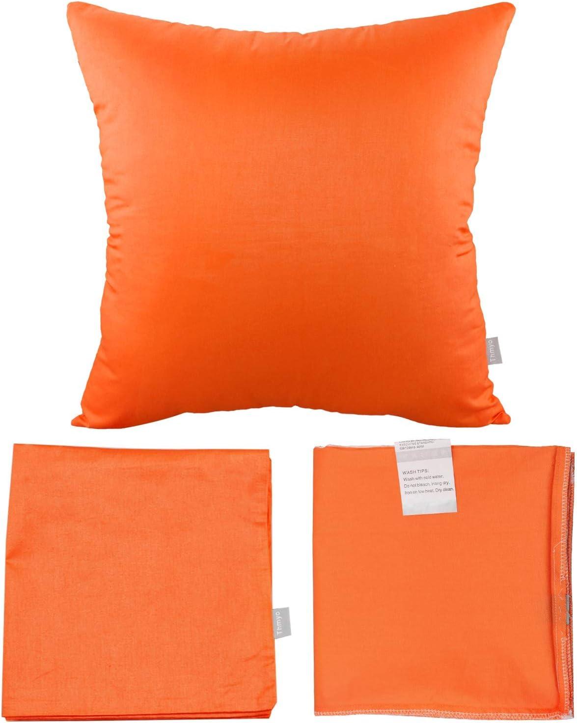 Set of 4 Orange Cotton Euro Pillowcases