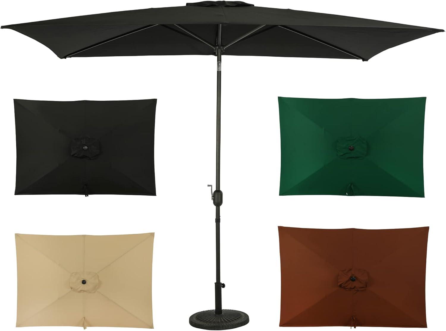 Island Umbrella 10' x 6.5' Rectangular Bimini Market Patio Umbrella Black: Weather-Resistant, Steel Frame, Crank Handle