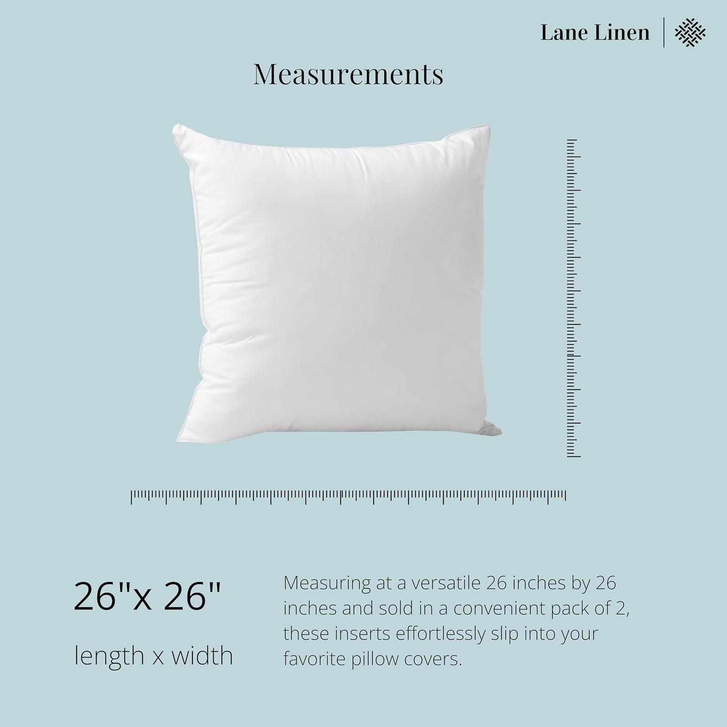 26x26 White Cotton Blend Throw Pillow Inserts, 2-Pack