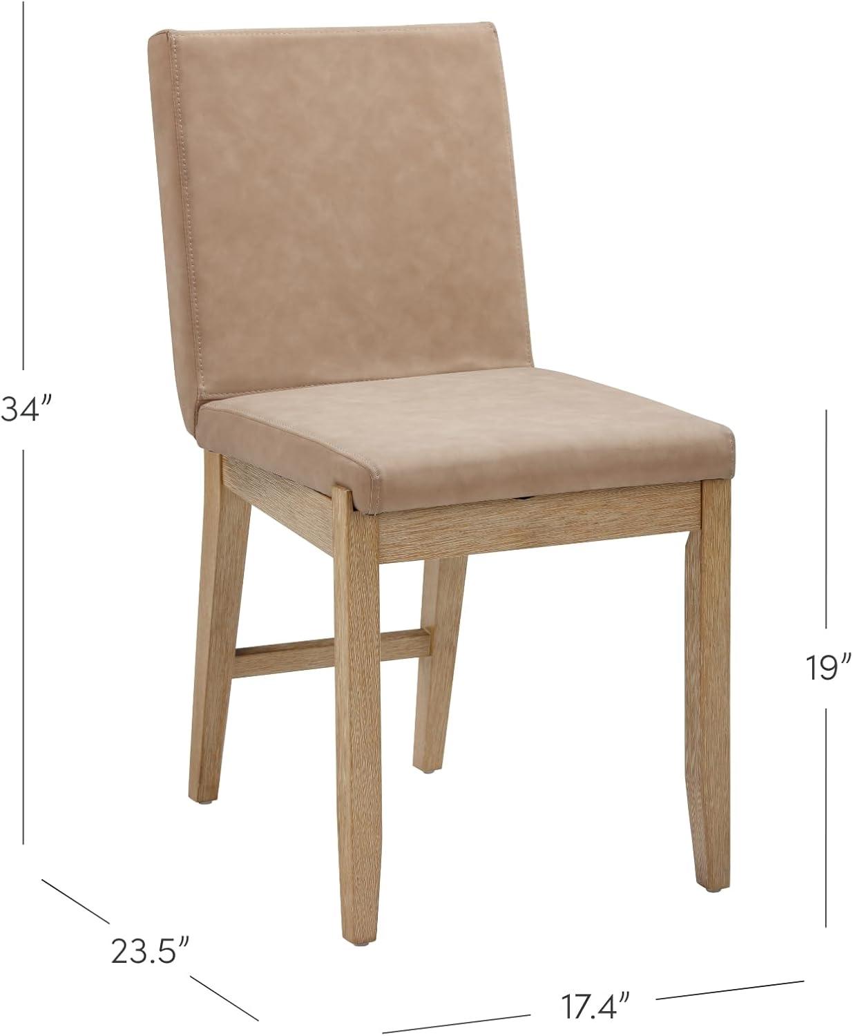 Gracie Light Brown Faux Leather Upholstered Dining Chair Set