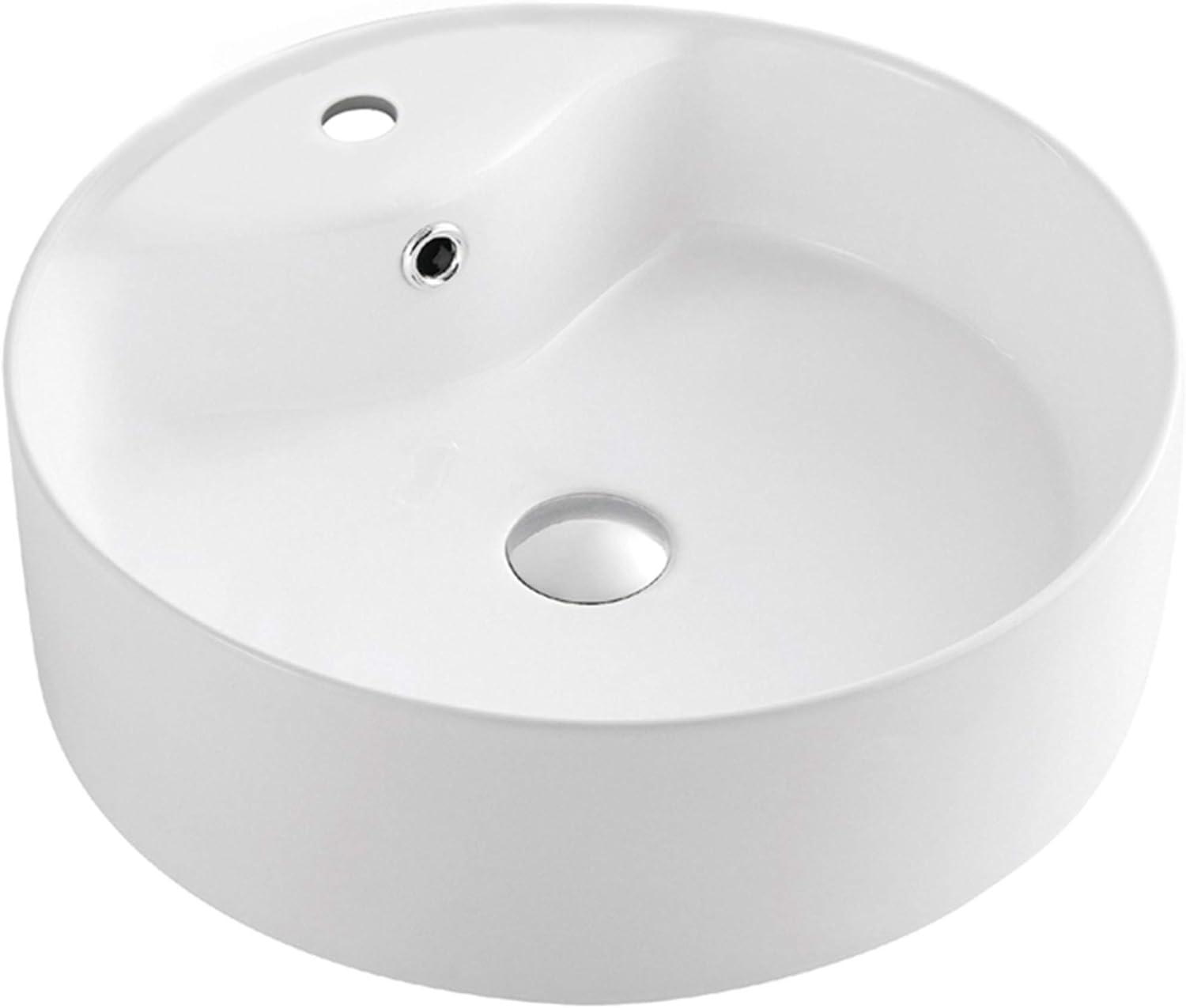 Mira White Ceramic Round Vessel Sink with Overflow Drain