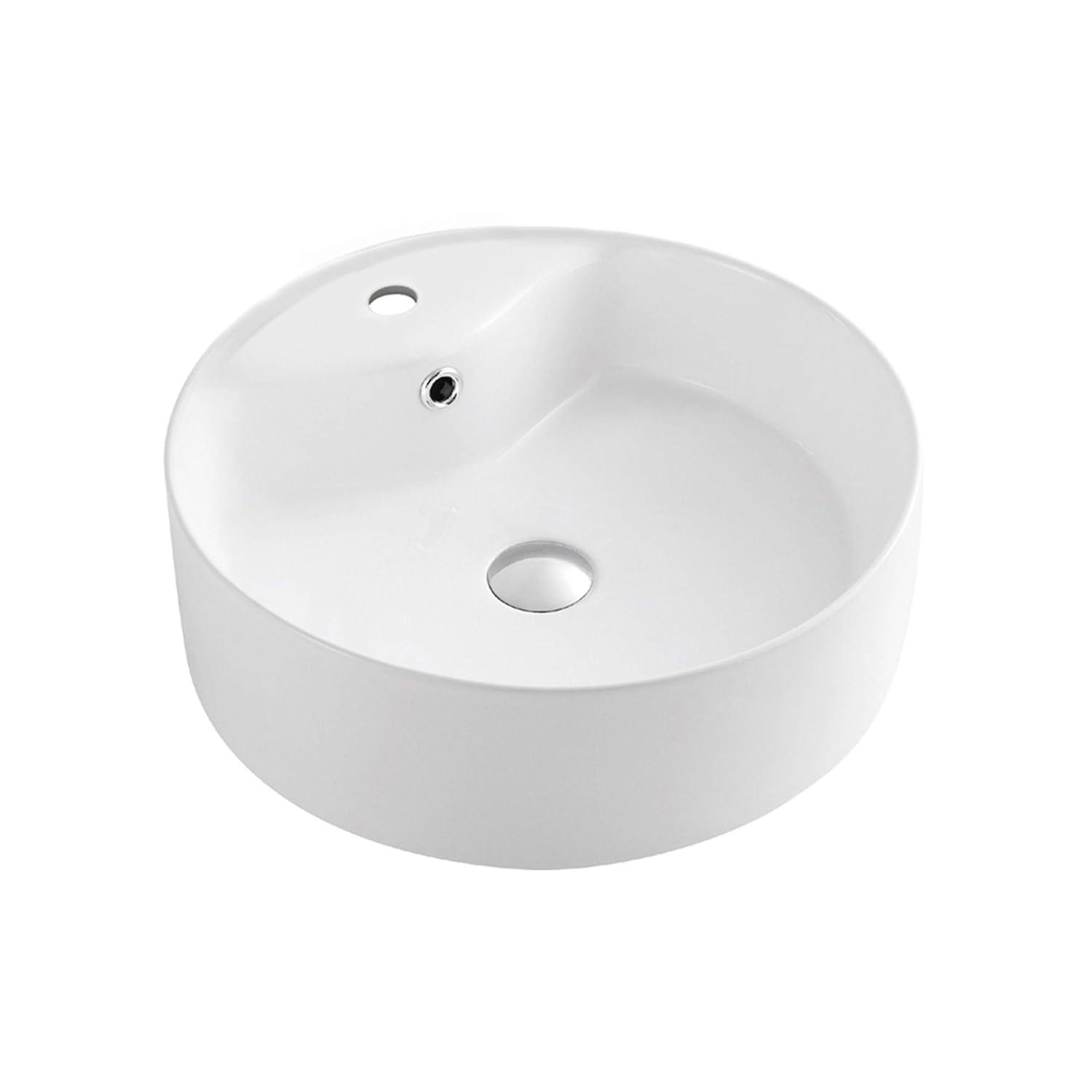 Safavieh Mira 16.92'' White Ceramic Circular Bathroom Sink with Overflow