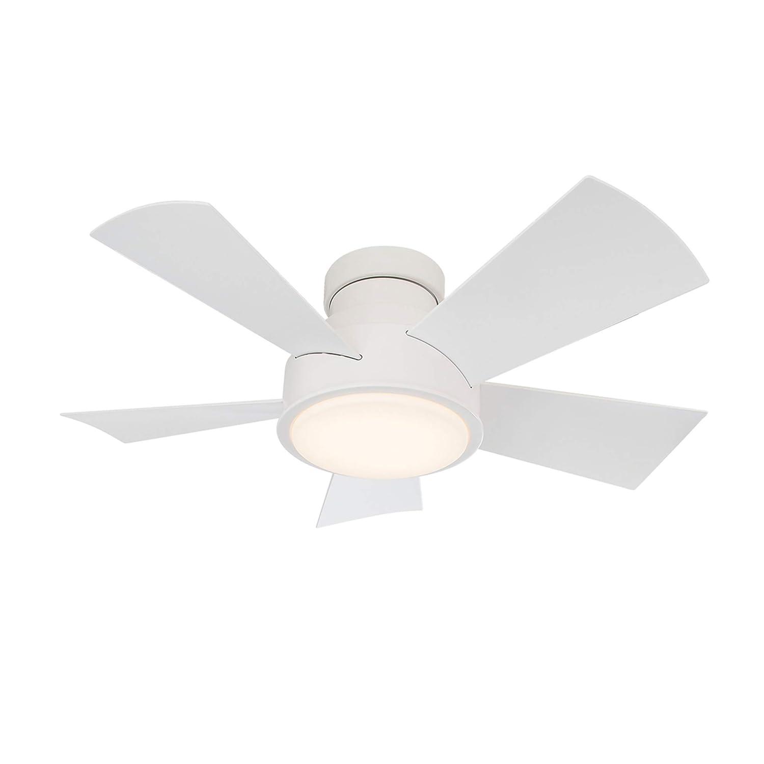 Vox 5 - Blade Indoor/Outdoor Smart Flush Mount Ceiling Fan with Remote Control and LED Light Kit, Works With Alexa and iOS or Android App