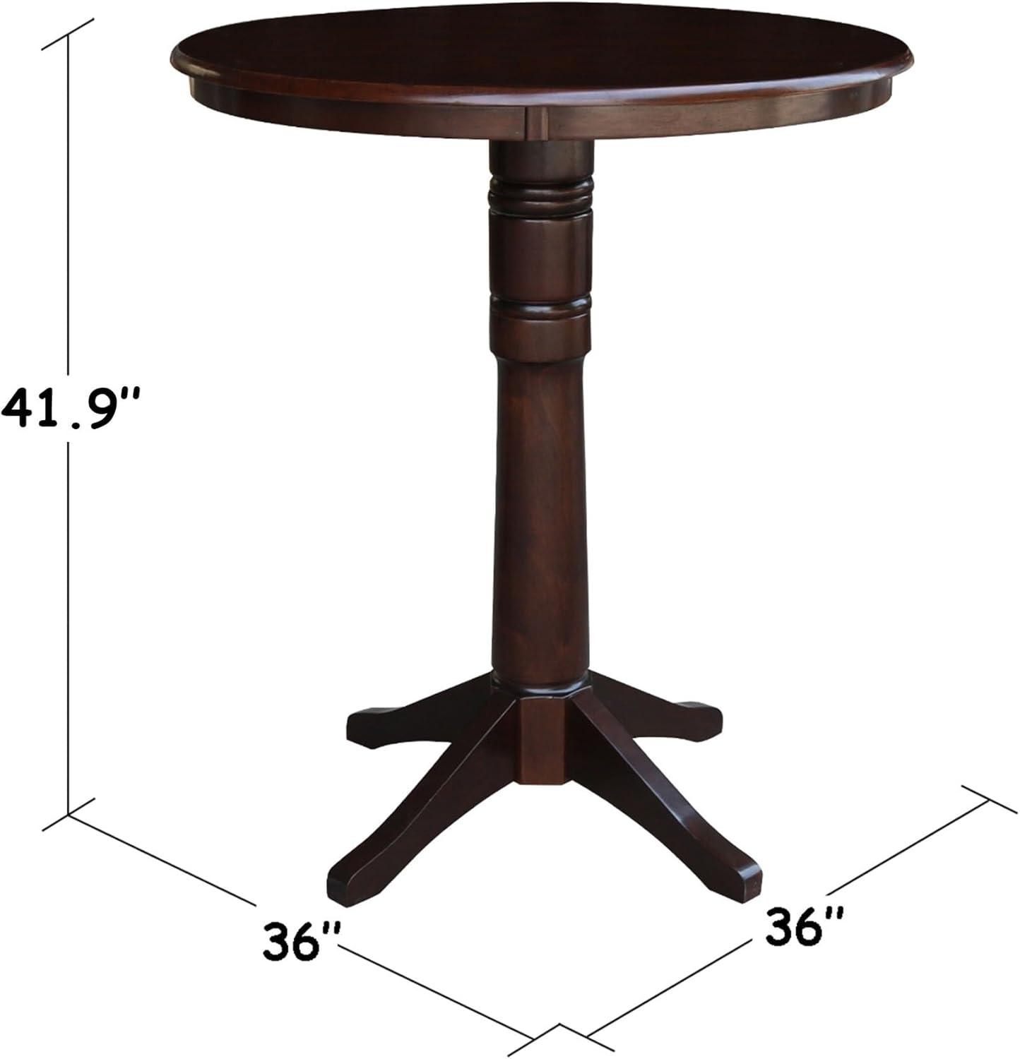 36" Round Pedestal Bar Height Table - Mocha