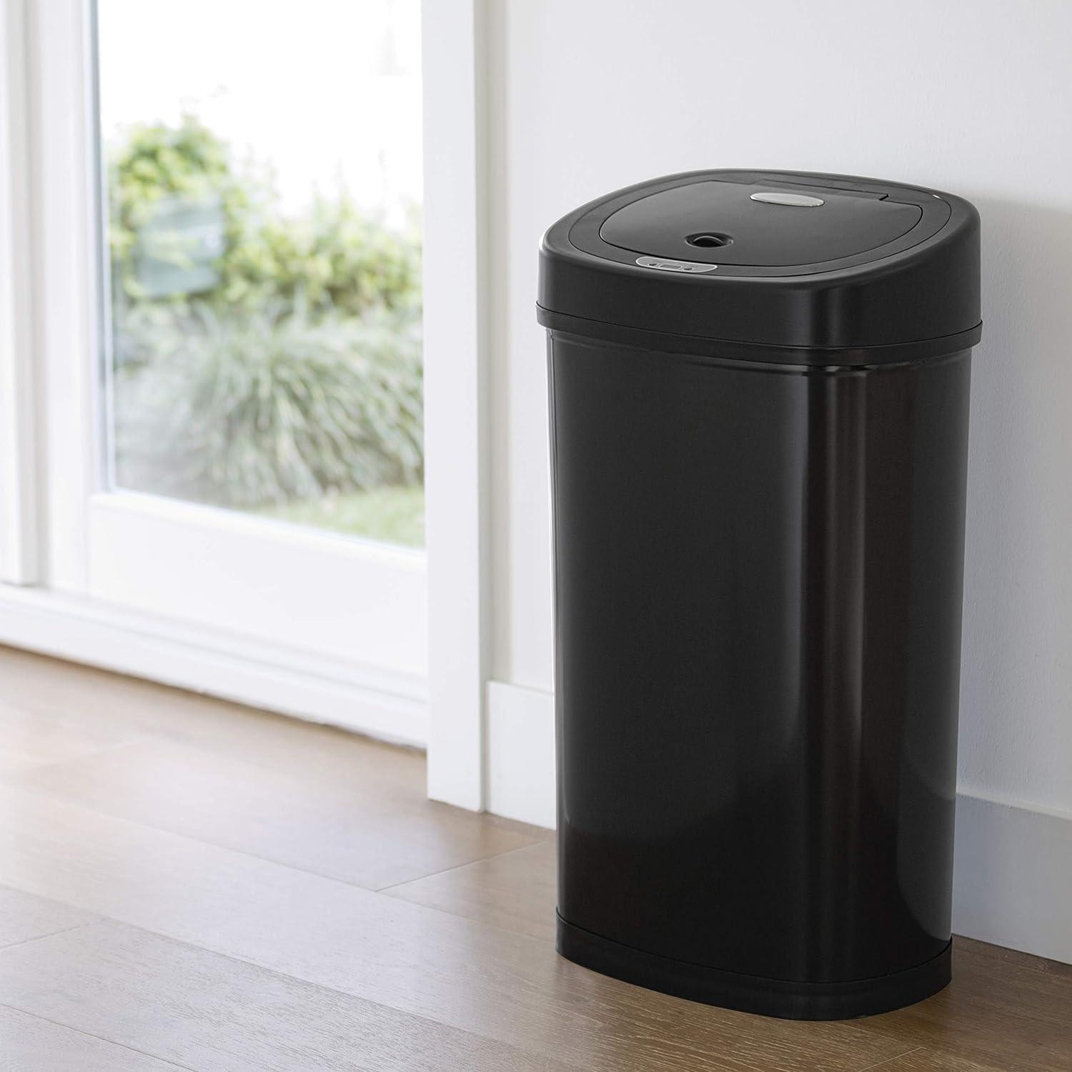 Nine Stars 13.2 Gallon Trash Can, Motion Sensor Kitchen Trash Can, Black Stainless Steel