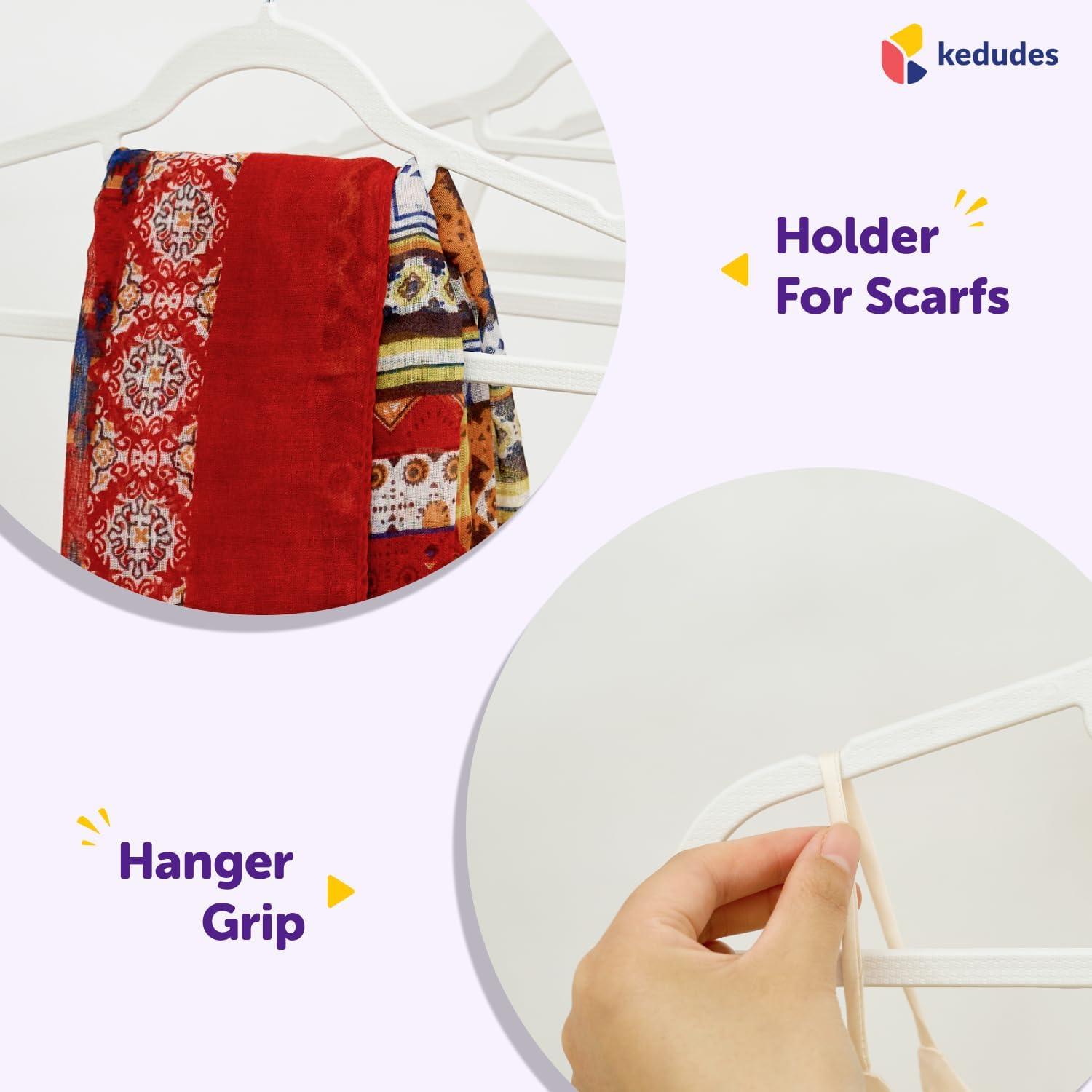 Hangorize USA-Made Heavy Duty Plastic Hangers, White - Pack of 24 Clothes Hangers with Hook for Scarves, Belts, Straps - Clothing, Suit, and Coat Hangers for Everyday Use