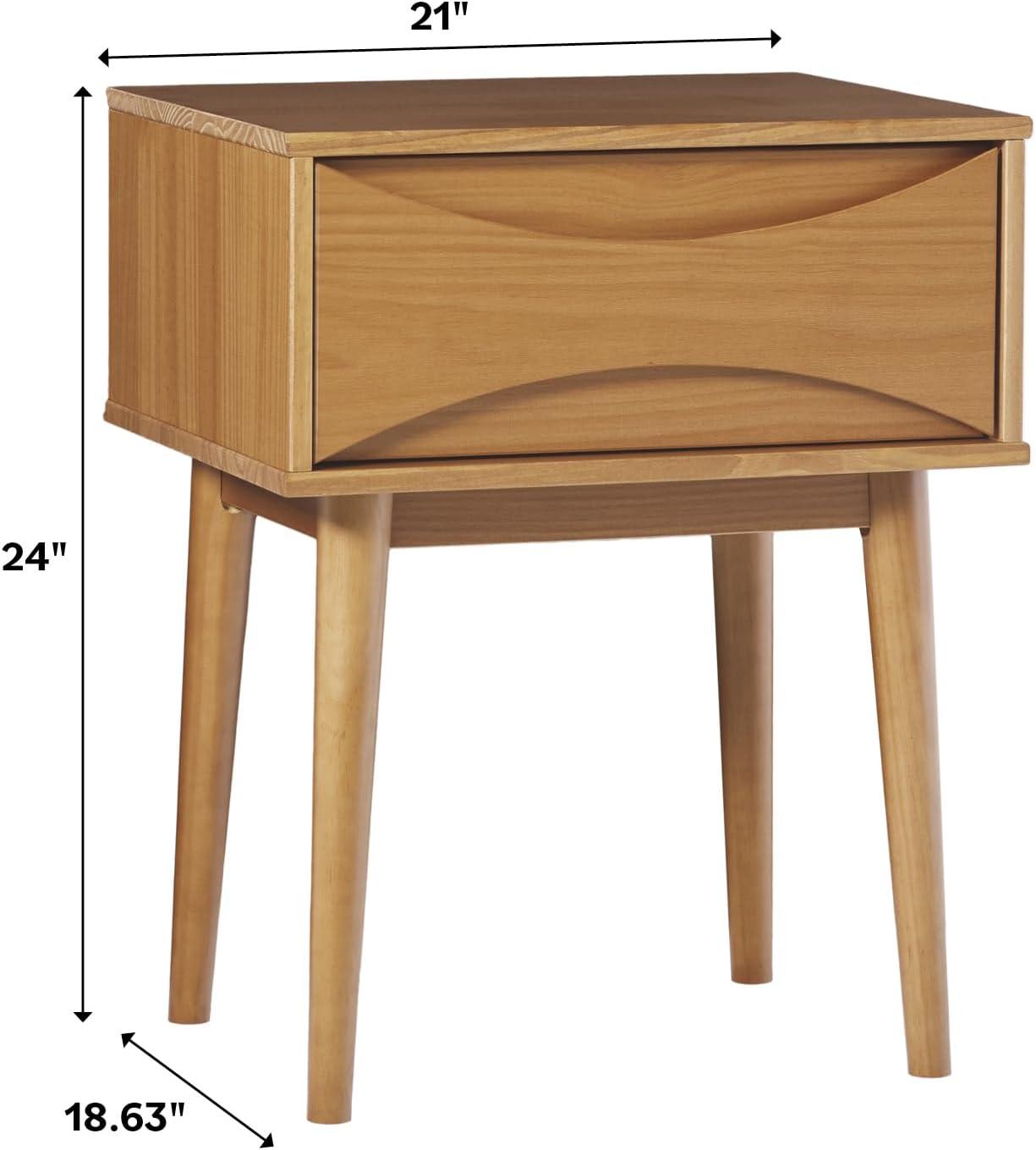 George Oliver Mid-Century Modern 1-Drawer Solid Wood Nightstand – Walnut