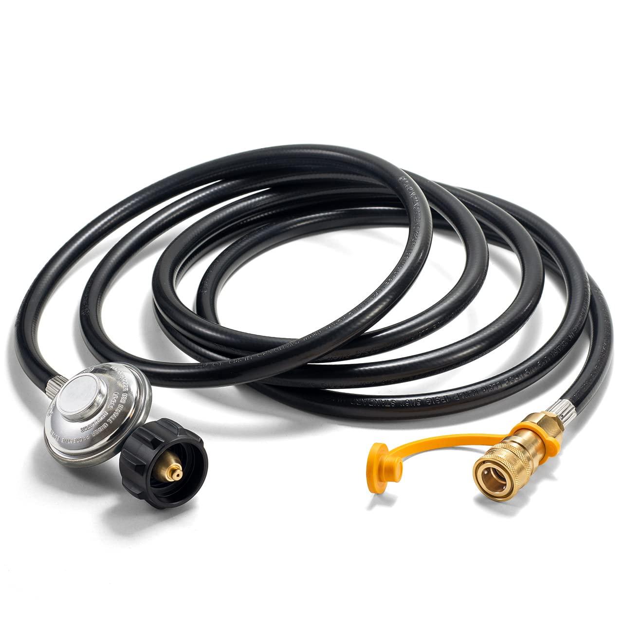 GasSaf 12ft Propane Regulator with Hose, Propane Hose for Indoor/Outdoor Heater -3/8 Quick Connect Disconnect