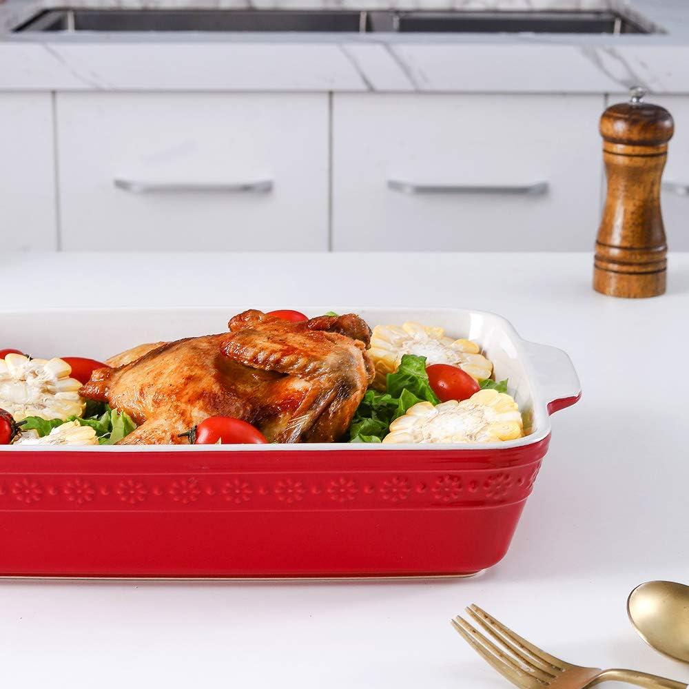 Adeco Trading Ceramic Bakeware Set, Rectangular Baking Dish For Cooking, Kitchen, Cake Dinner, Banquet And Daily Use, 9X13 Casserole Dishes For Oven Porcelain Baking Pans