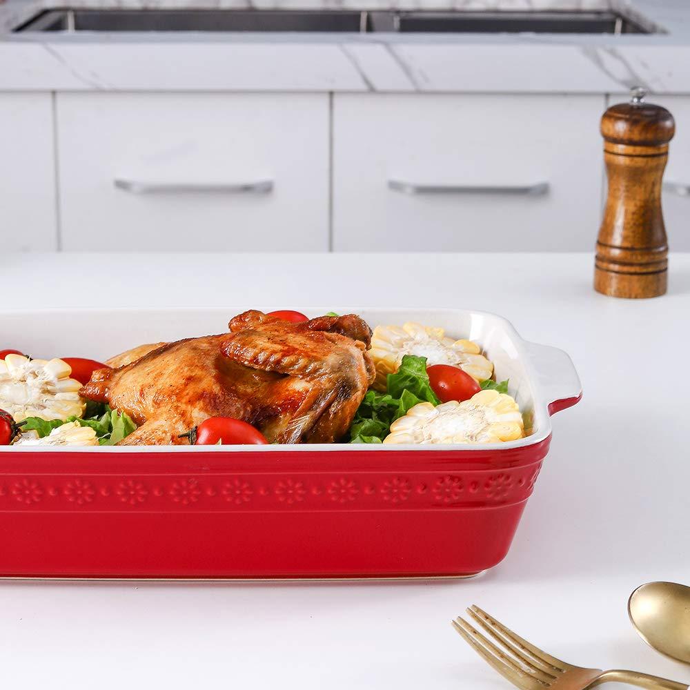 Adeco Trading Ceramic Bakeware Set, Rectangular Baking Dish For Cooking, Kitchen, Cake Dinner, Banquet And Daily Use, 9X13 Casserole Dishes For Oven Porcelain Baking Pans