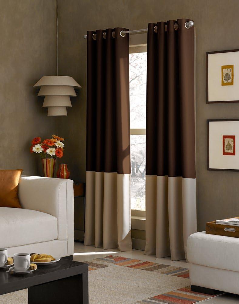 Chocolate Faux Silk Room-Darkening Grommet Curtain Panel, 52" x 84"