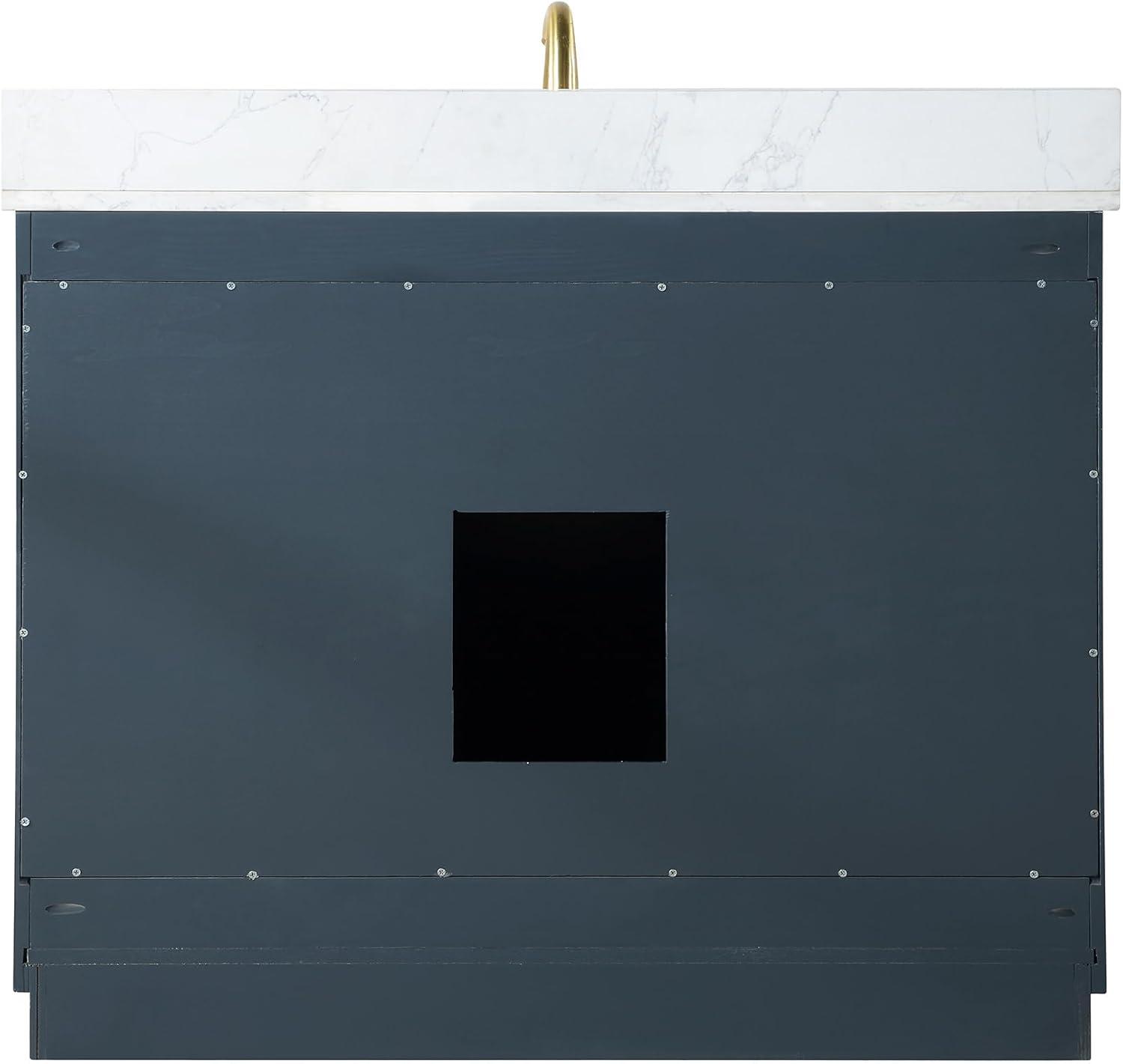 Gazsi 42" Wood Vanity in Charcoal Blue with Composite Stone Top without Mirror