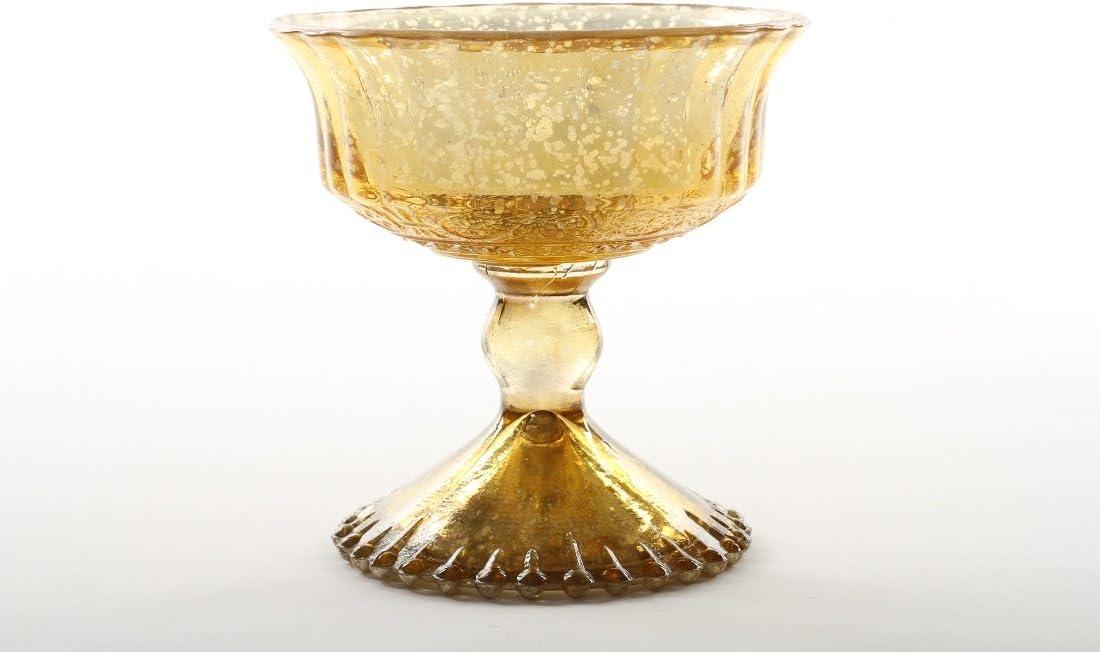 Antique Gold Glass Compote Bowl with Pedestal Stand