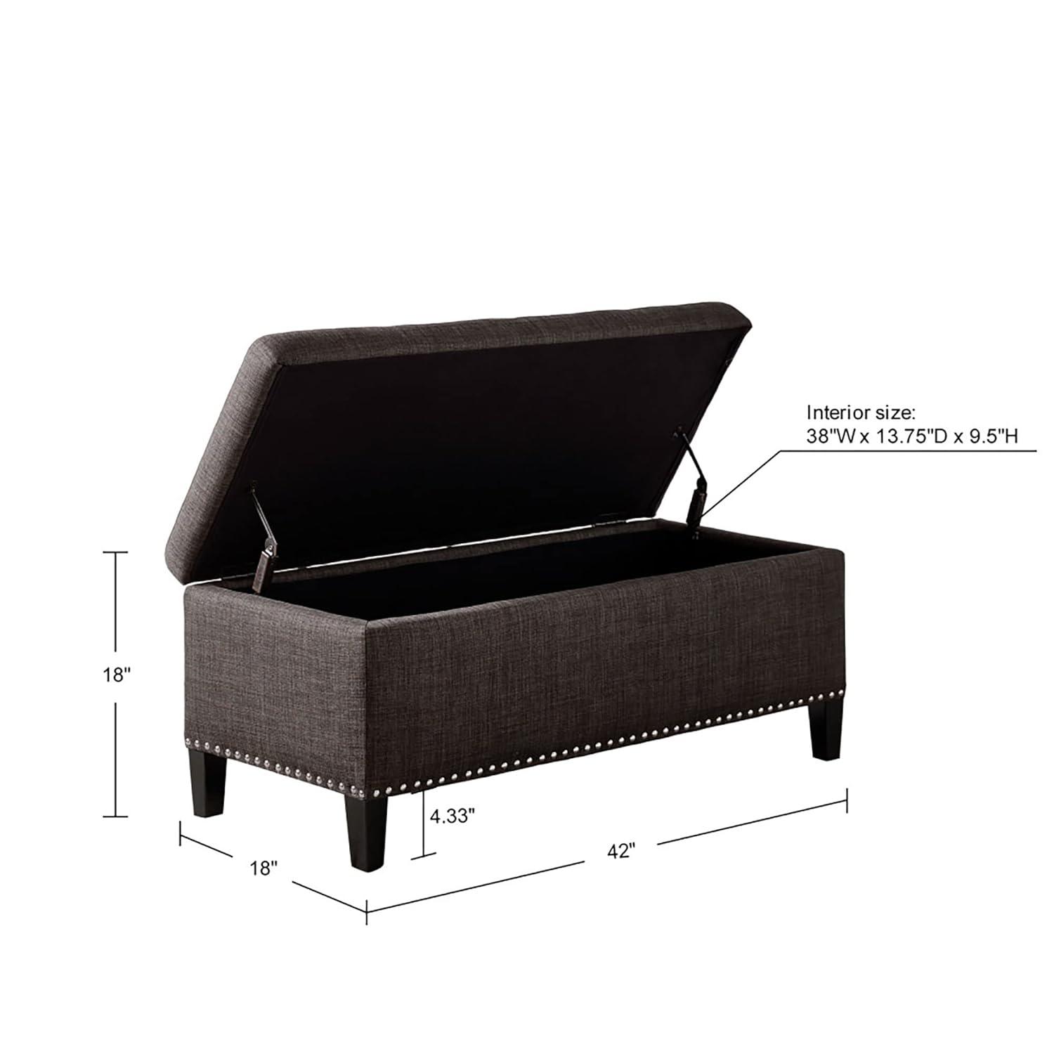 Wildon Home® Dark Gray Solid + Manufactured wood + 100% Polyester Bench