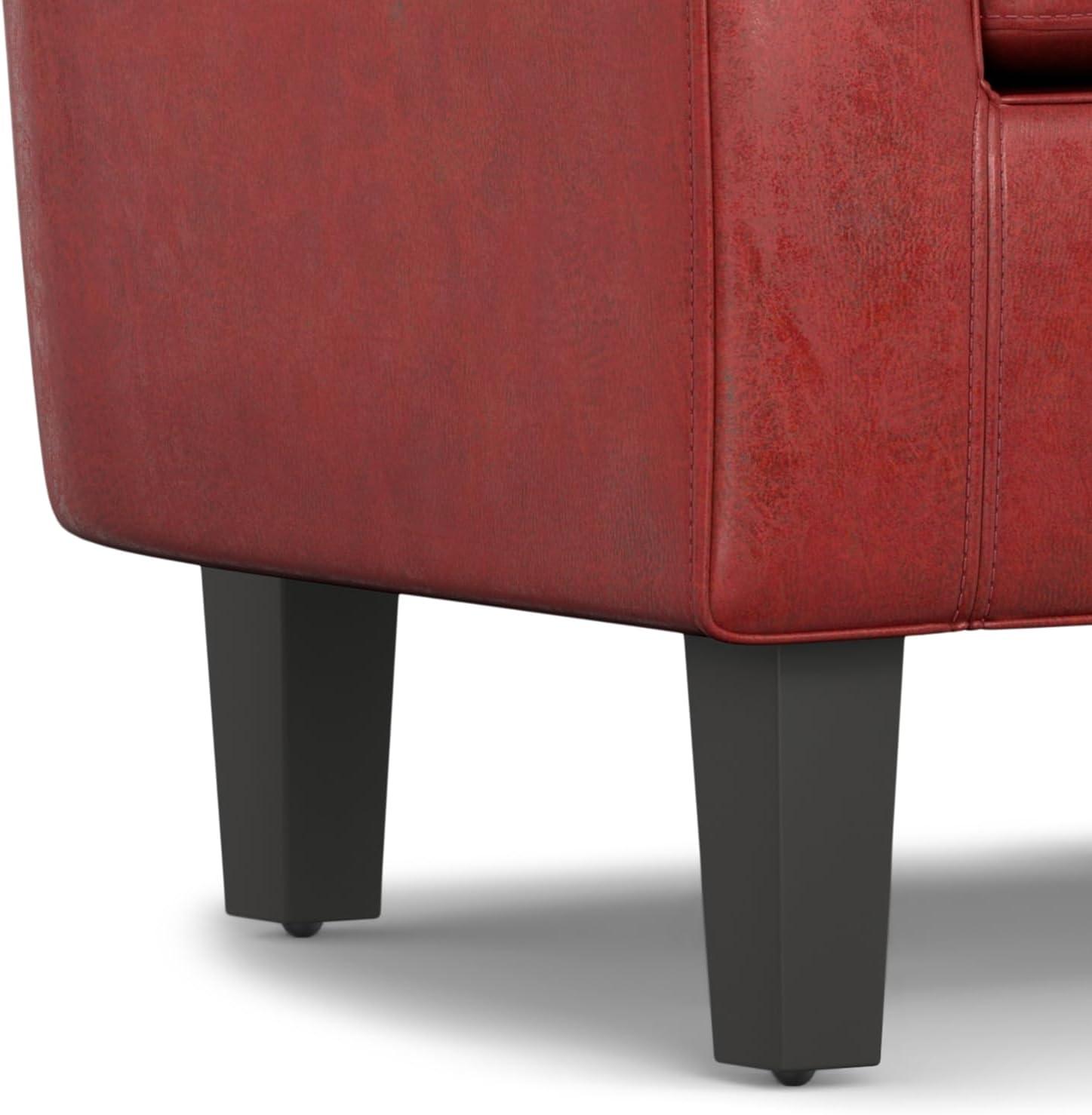 Simpli Home Austin 30"W Upholstered Vegan Faux Leather Contemporary Tub Accent Chair with High Arms and Deep Seat
