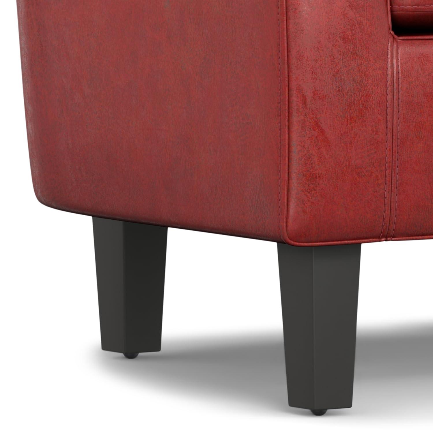Simpli Home Austin 30"W Upholstered Vegan Faux Leather Contemporary Tub Accent Chair with High Arms and Deep Seat