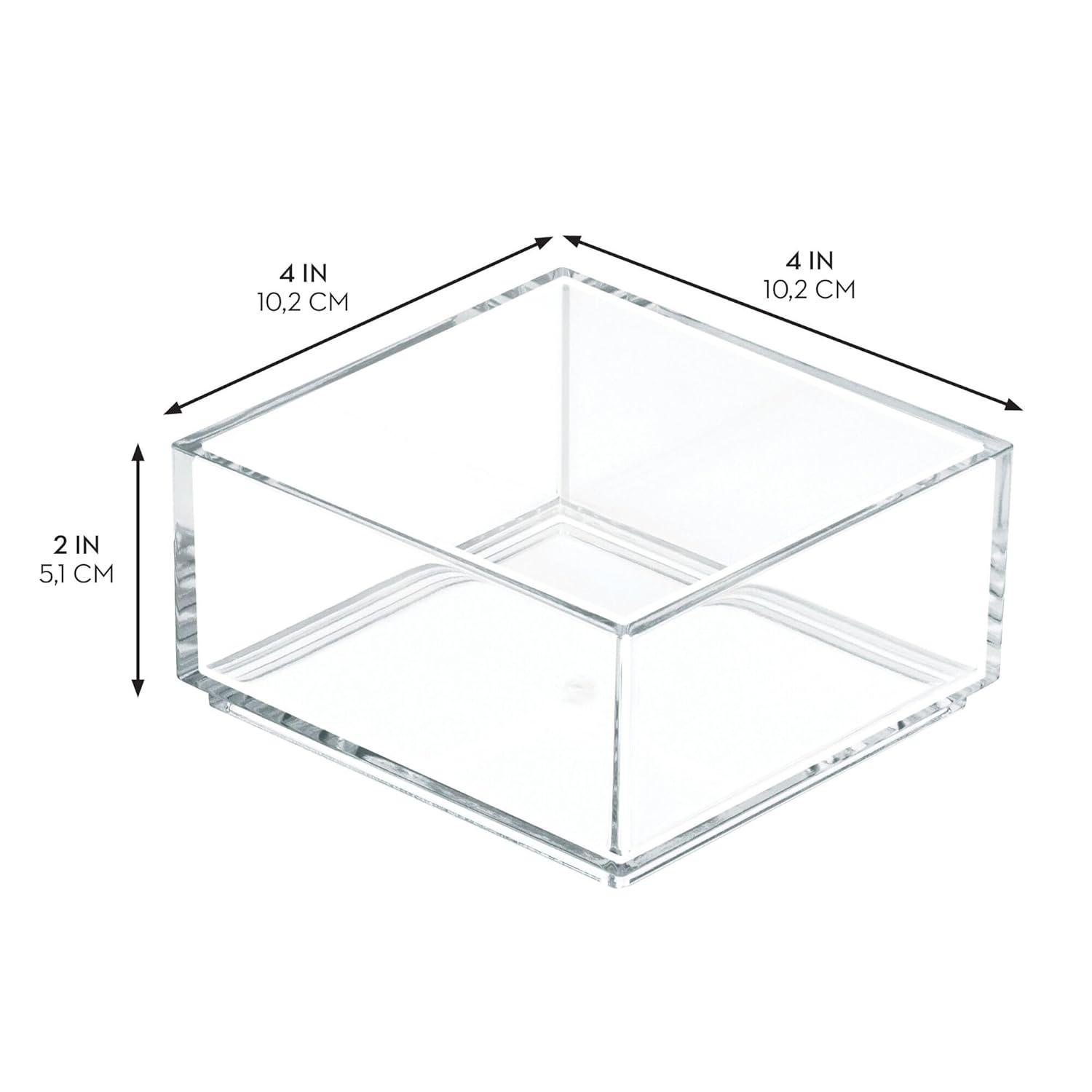 iDesign Clarity Plastic Drawer Organizer, Storage Container for Kitchen Gadgets, Corks, Sticky-Notes, Clips in Pantry, Cabinets, Countertops, 4" x 4" x 2" - Clear,X-Small