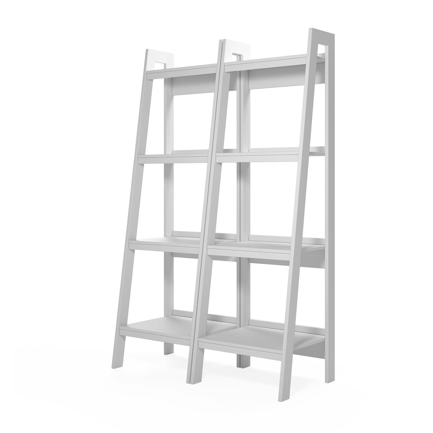 Ameriwood Home Lawrence 4 Shelf Ladder Bookcase Bundle, White