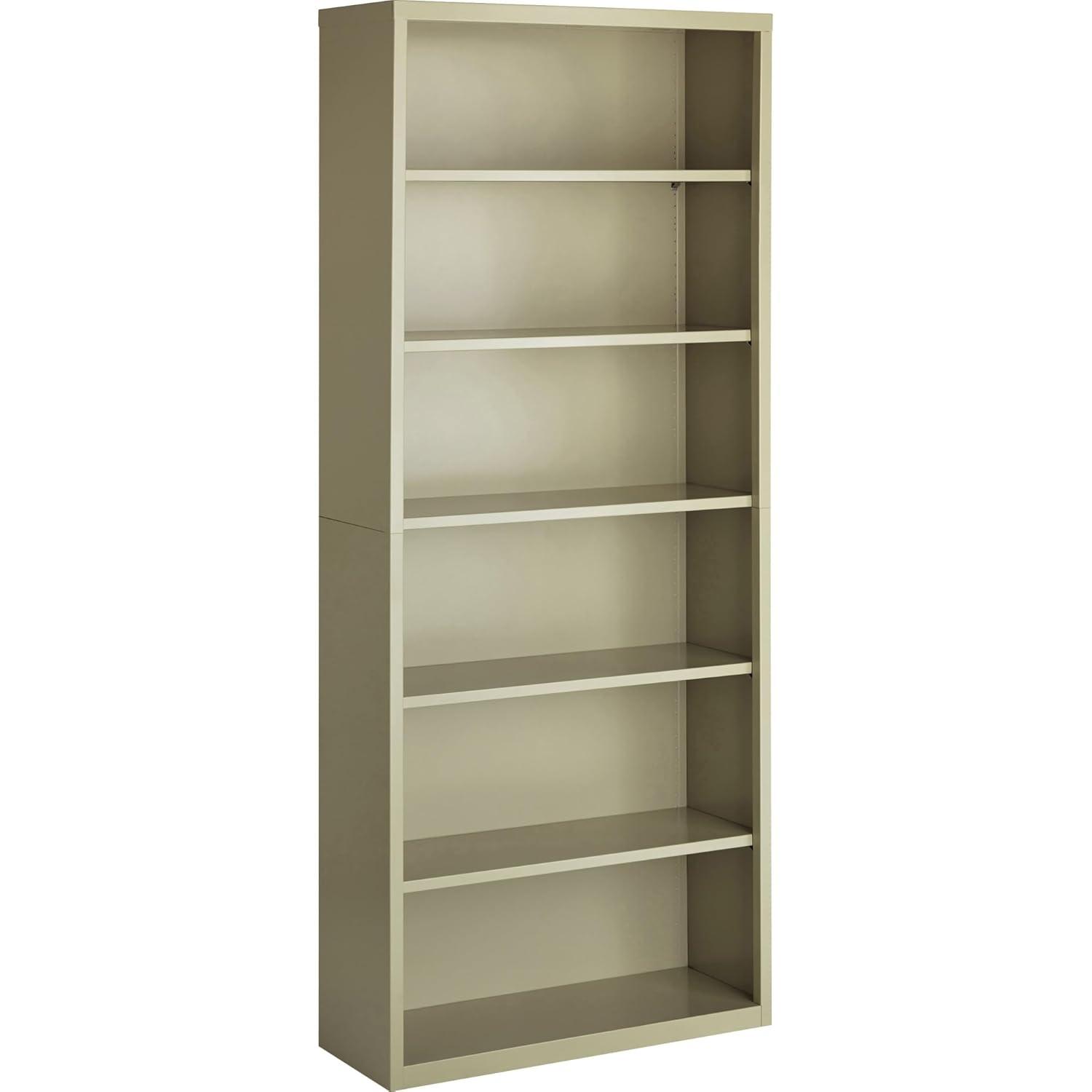 Lorell Fortress Series Bookcases - 34.5" x 13" x 82" - 6 x Shelf(ves) - Putty - Powder Coated - Steel - Recycled