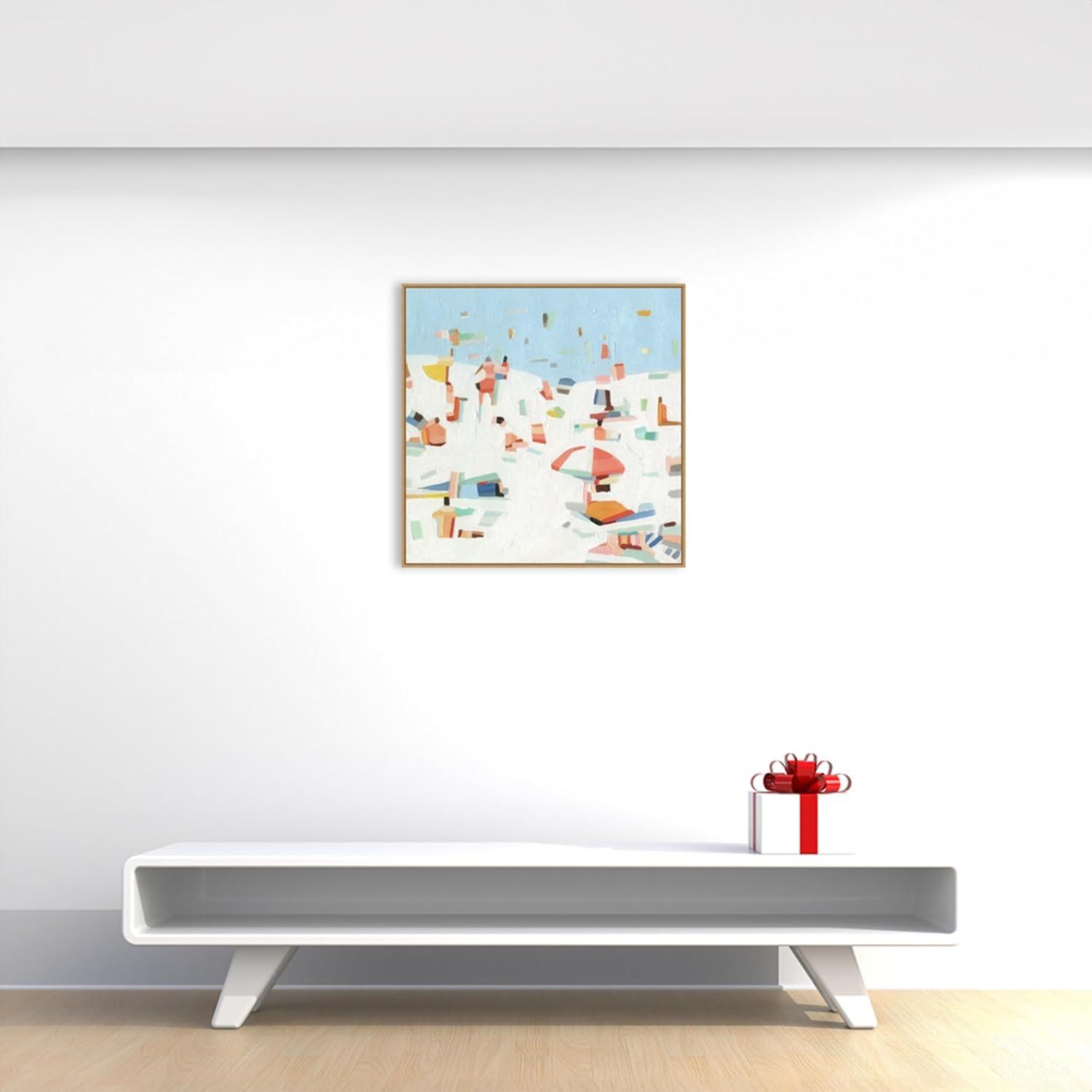 30" x 30" Summer Confetti III by Emma Scarvey Framed Canvas Wall Art Print - Amanti Art: Beach Scene, Modern Decor