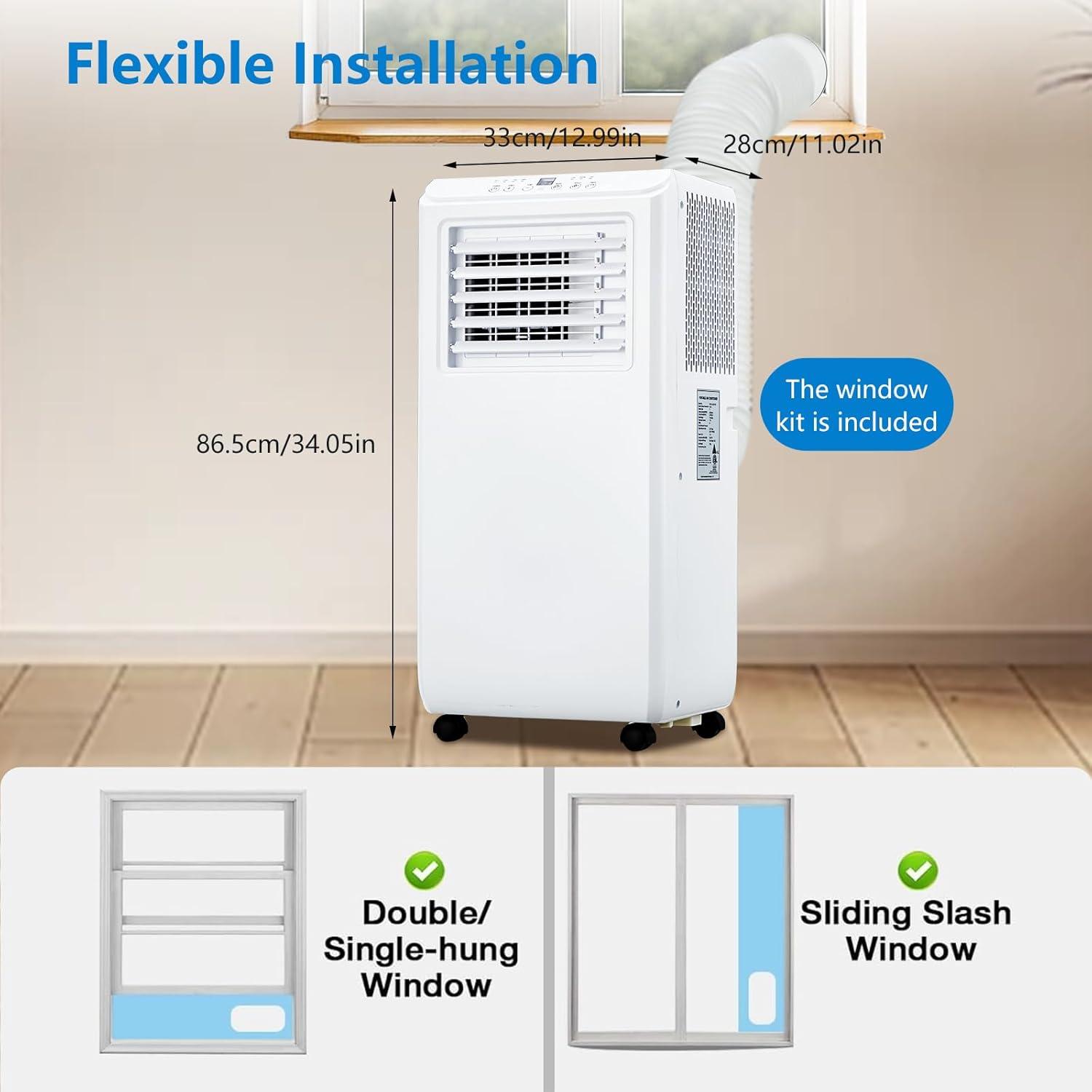 Portable Air Conditioner 3 in 1 with Remote Cool, 10000 BTU(ASHRAE) / 6500 BTU (SACC), Dehumidifier & Fan Modes For Home Up To 450 Sq.Ft, Installation Kit For Room, Office, Dorm, Bedroom