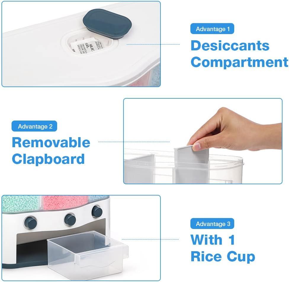 Conworld 3 Grid Wall-Mounted Dry Food Storage Container with Measuring Cups