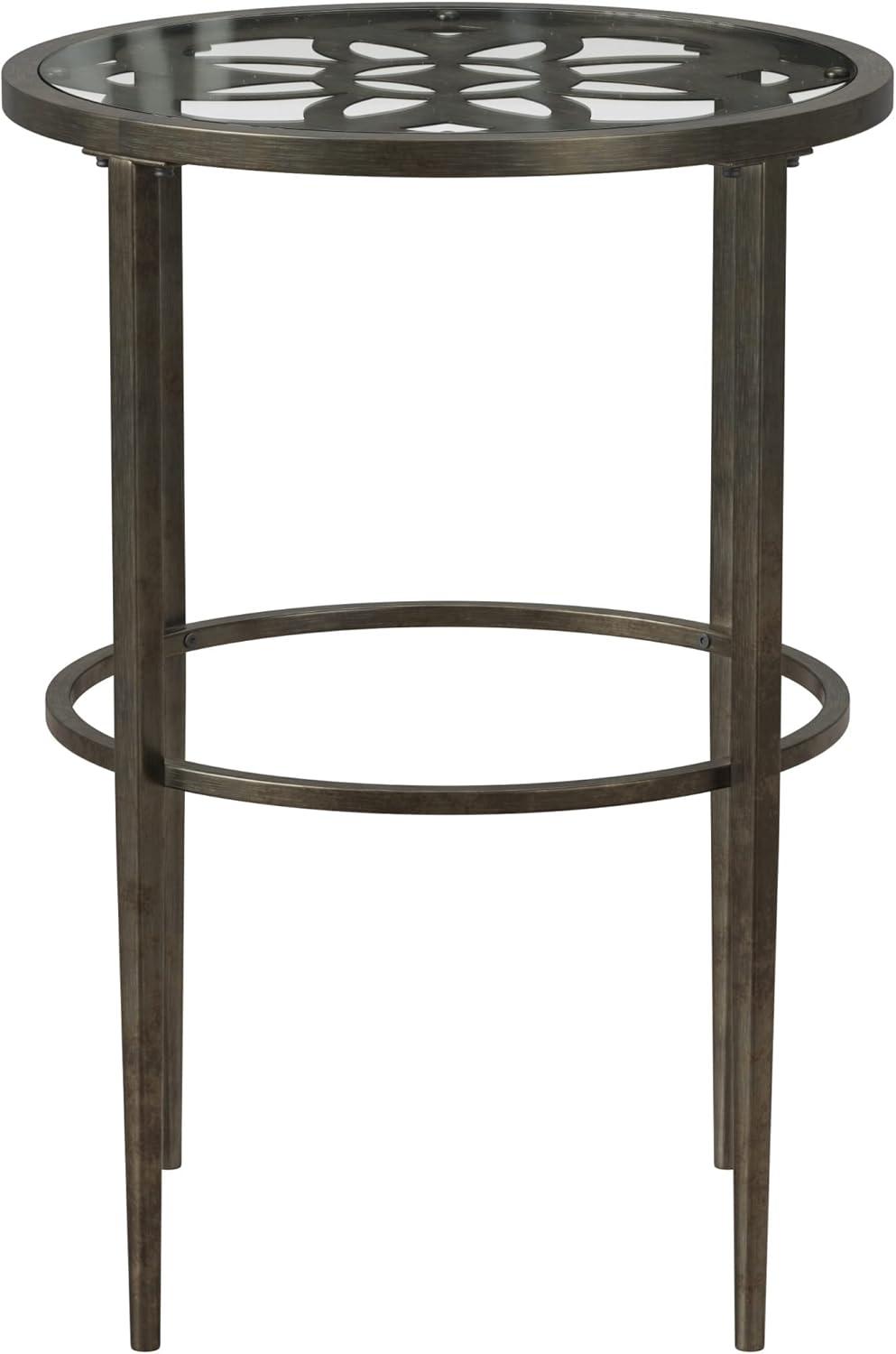 Marsala End Table Gray - Hillsdale Furniture: Round Glass Accent Table, Rubber-Coated Metal Frame, 24" Height