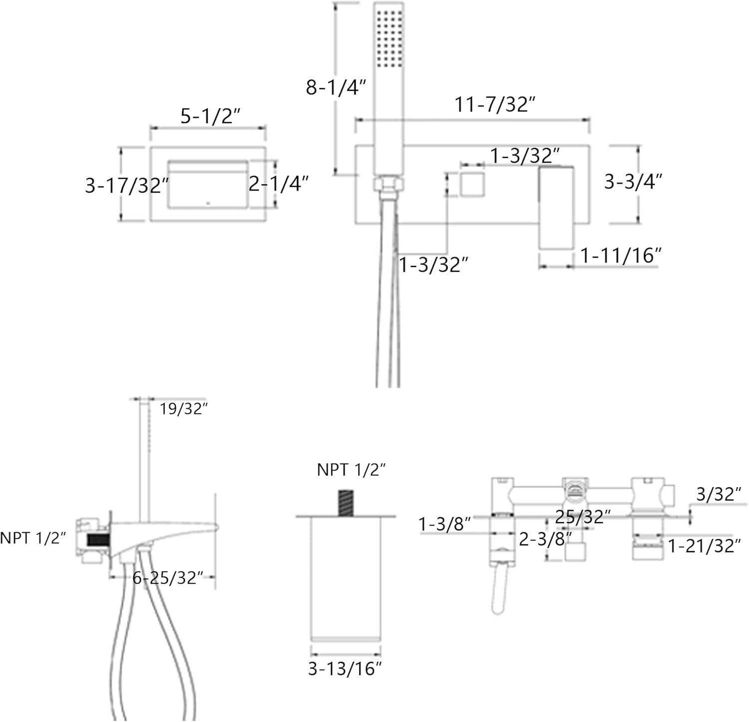 1 Handle Bathroom Waterfall Faucet with Diverter