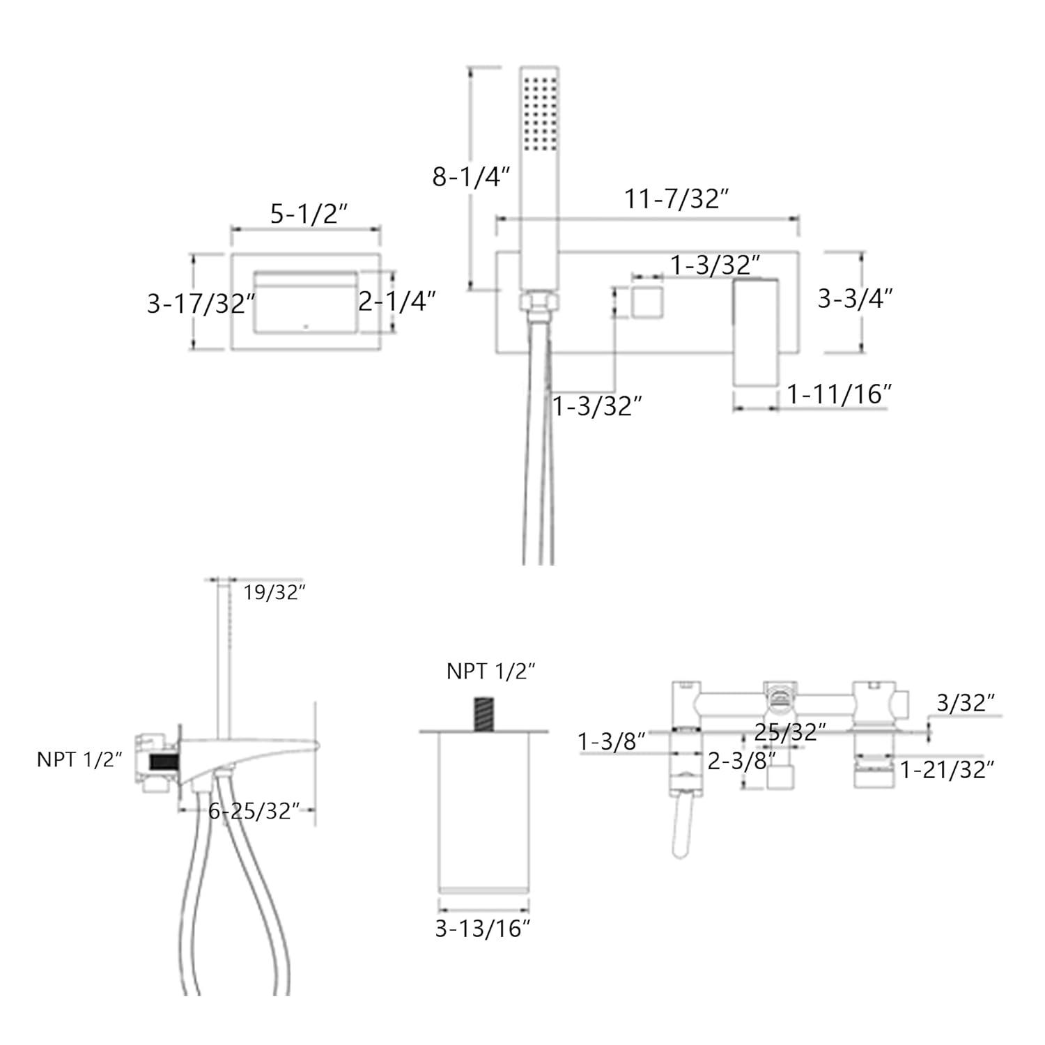 1 Handle Bathroom Waterfall Faucet with Diverter