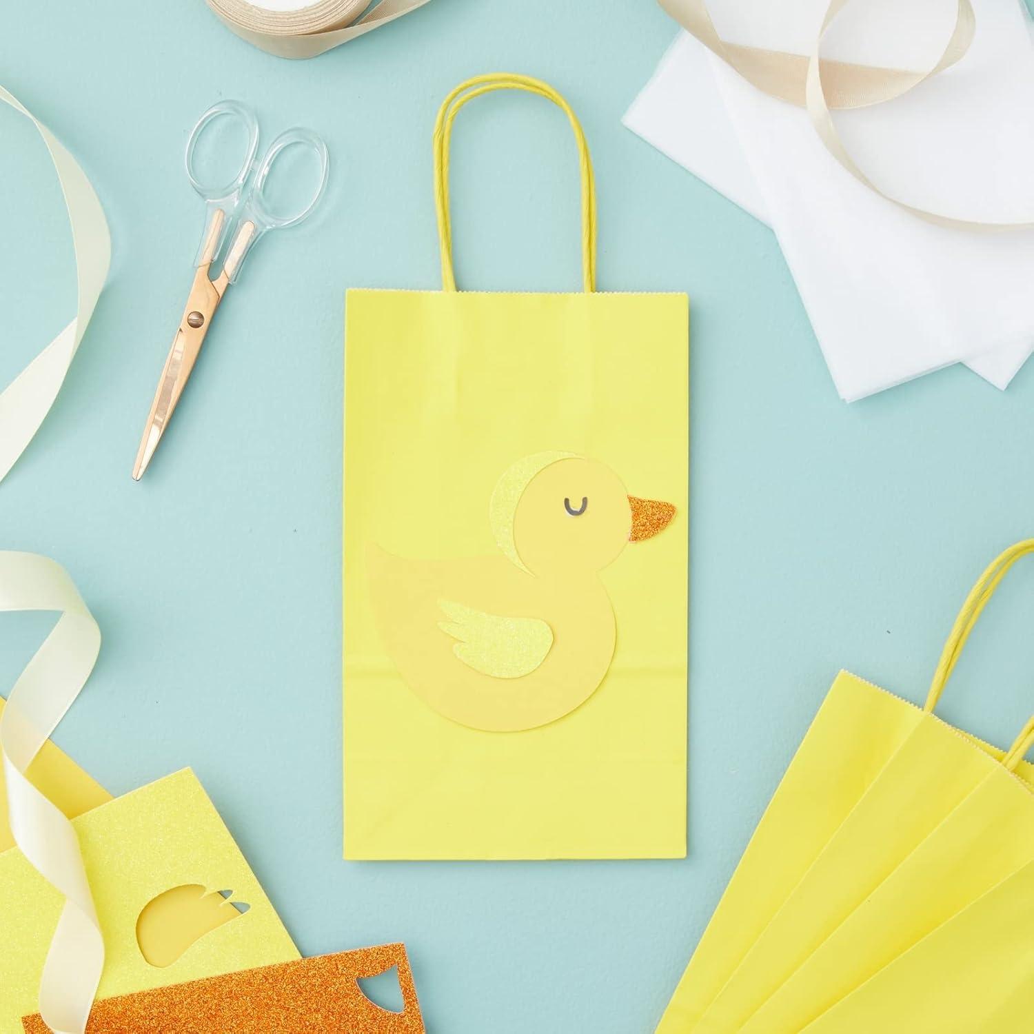 Blue Panda 25 Pack Small Paper Gift Bags with Handles for Party Favors, Bulk Shopping Merchandise Bags, Yellow