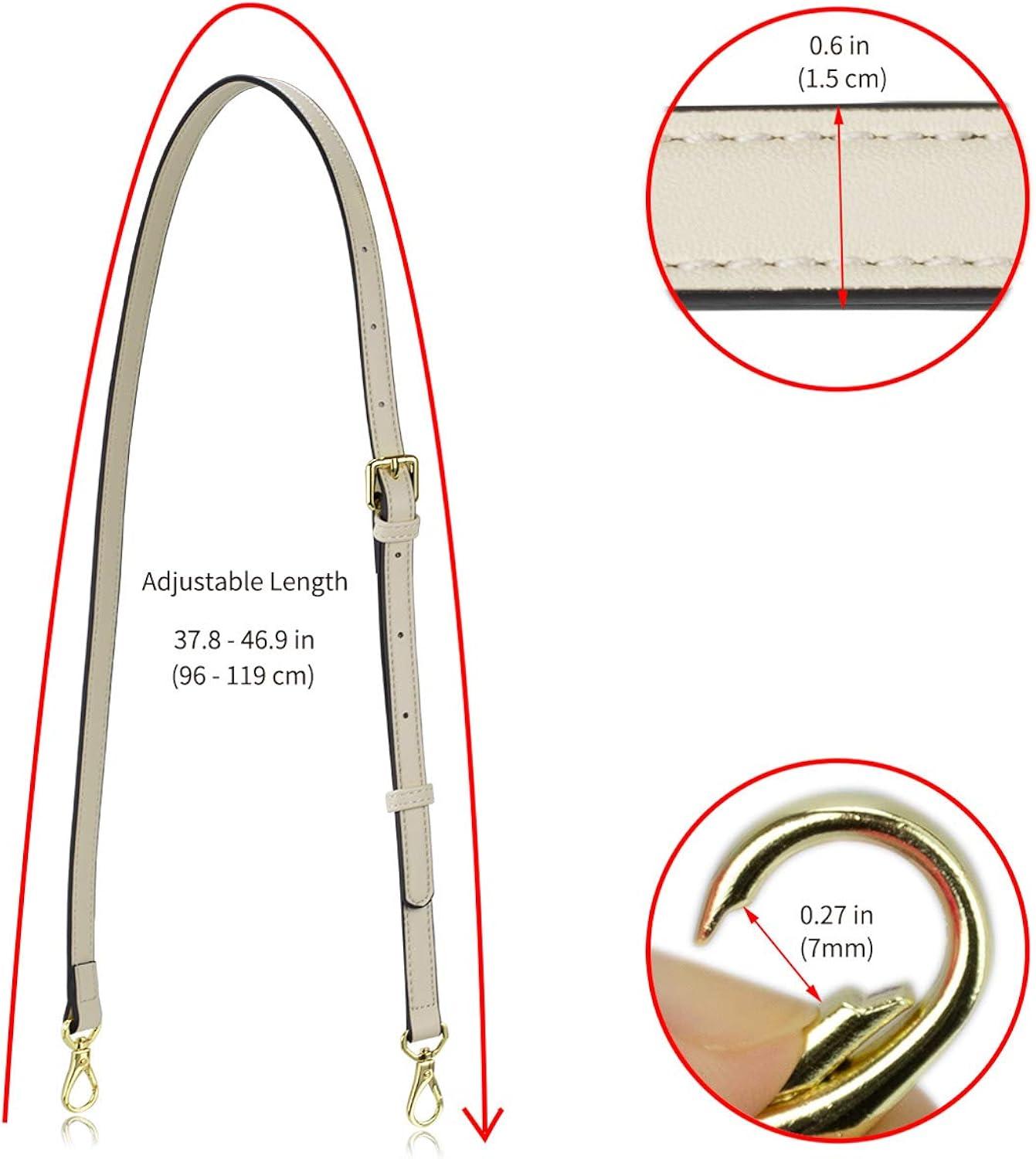 Beige Leather Adjustable Crossbody Purse Strap with Gold Hardware