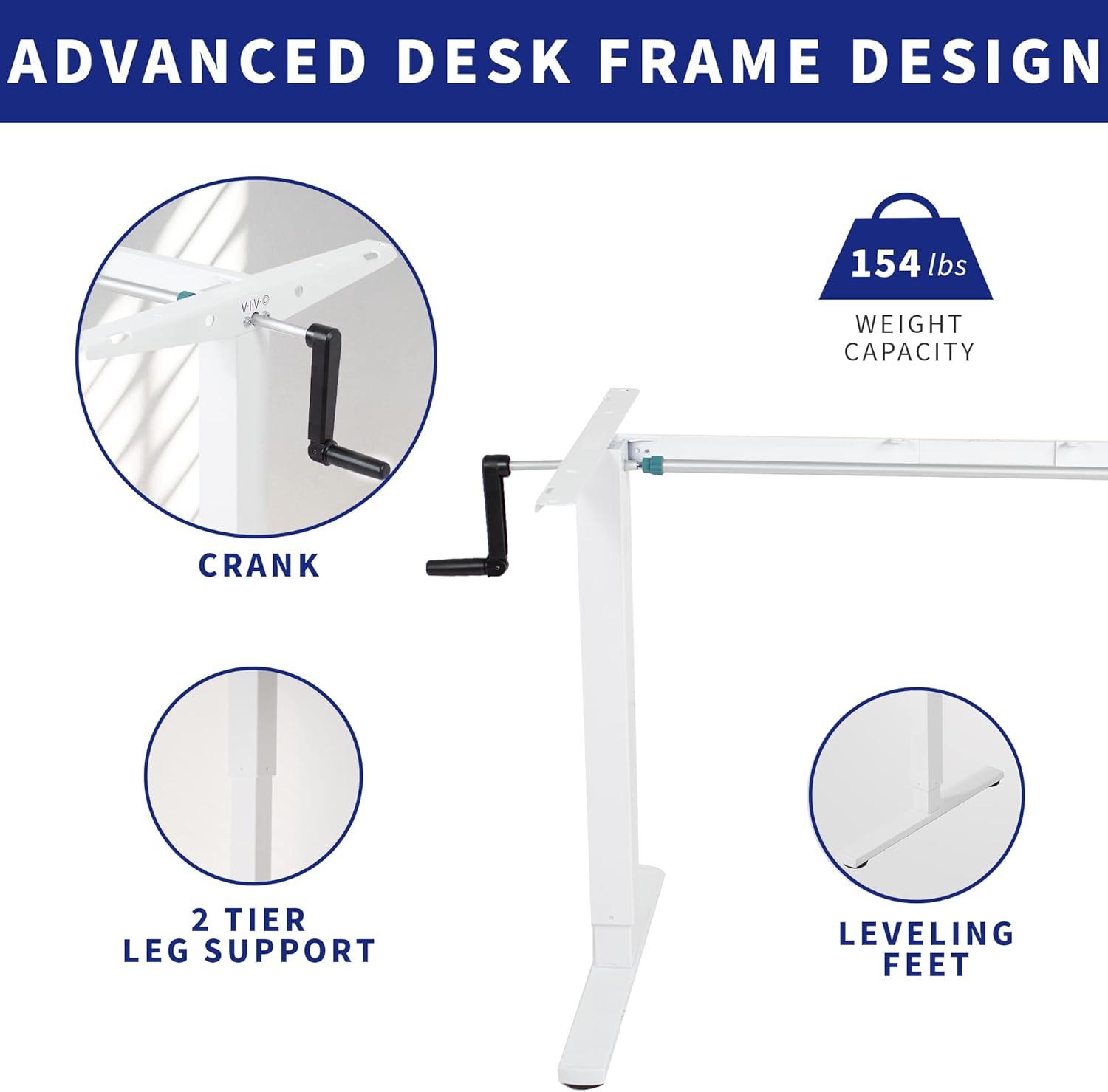 Compact Crank Height Adjustable Desk Frame