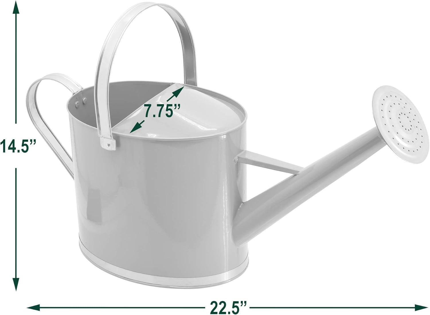 Coral Metal 1.8-Gallon Watering Can with Silver Handles