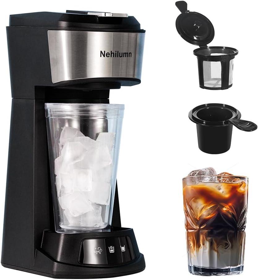 Single Serve Coffee Maker,2 in 1 One Cup Coffee Maker Compatible with K Cup Pods & Ground Coffee, Mini Single Cup Coffee Machine Auto Shut off with 6 to 14oz,Fits Travel Mug