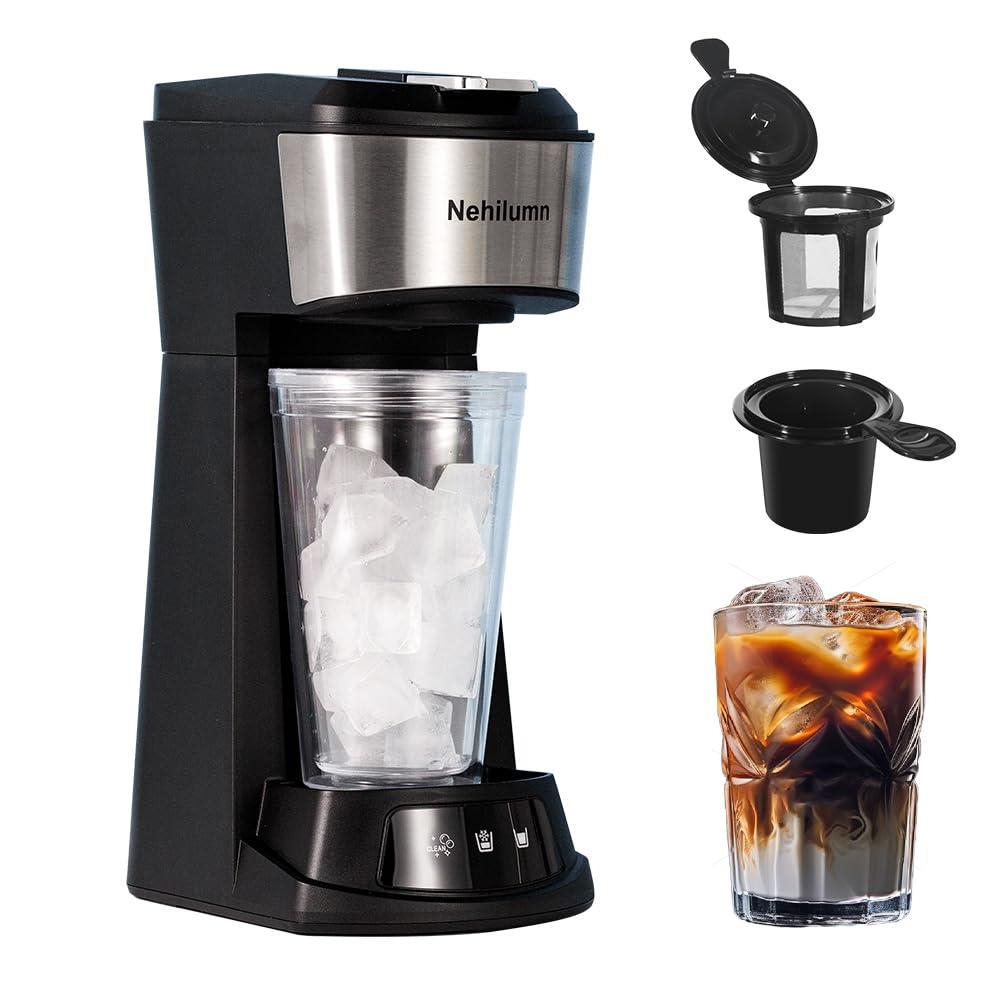 Single Serve Coffee Maker,2 in 1 One Cup Coffee Maker Compatible with K Cup Pods & Ground Coffee, Mini Single Cup Coffee Machine Auto Shut off with 6 to 14oz,Fits Travel Mug