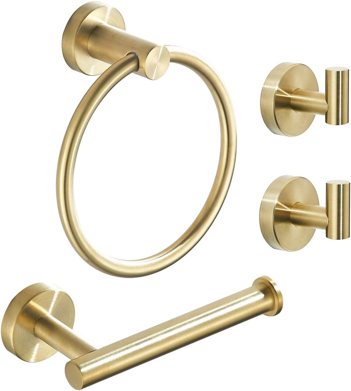 Brushed Gold Stainless Steel 4-Piece Bathroom Hardware Set